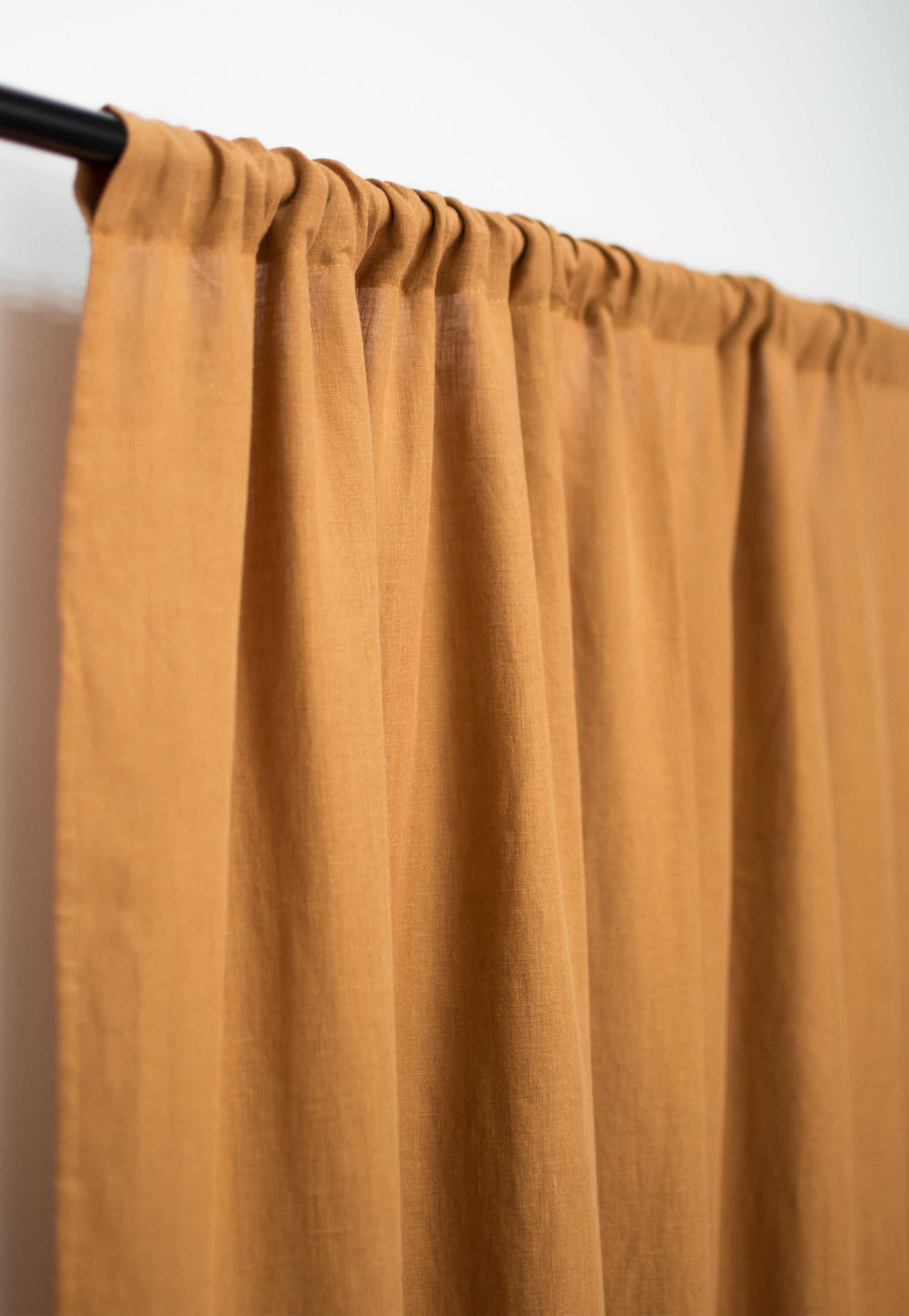 Rod Pocket Linen Curtains in Cinnamon