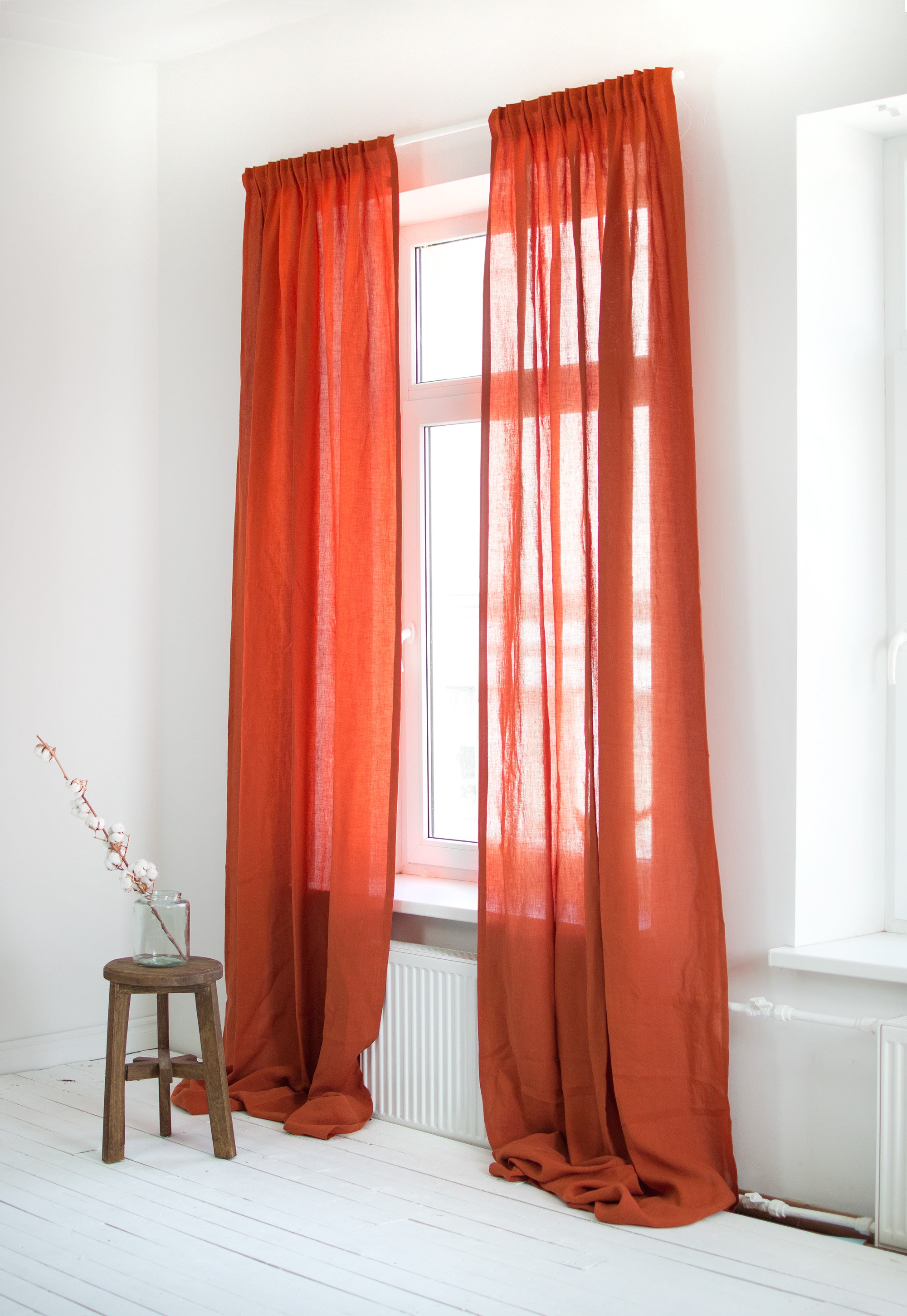 Linen Curtains in Clay Red