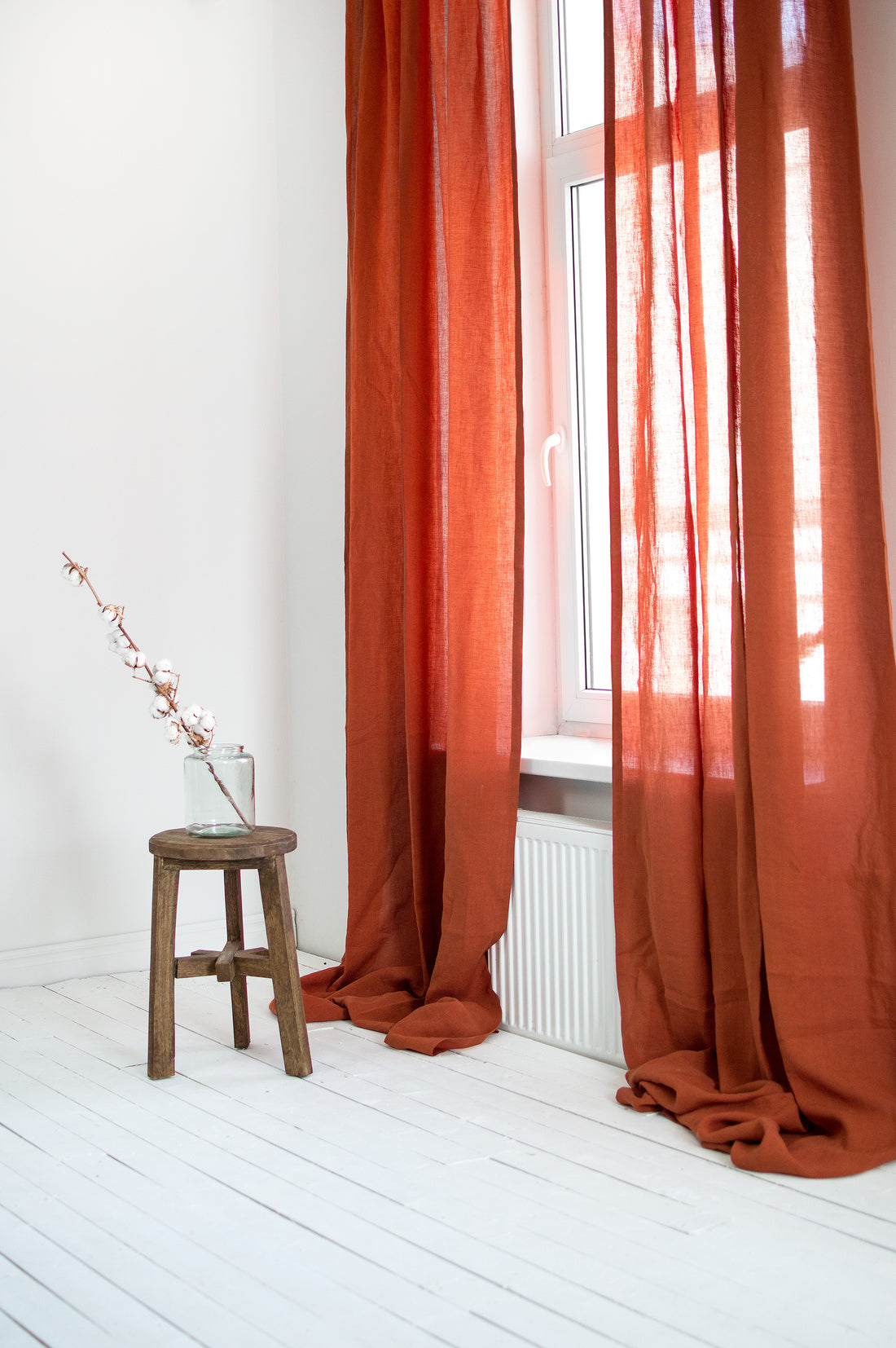 Linen Curtains in Clay Red