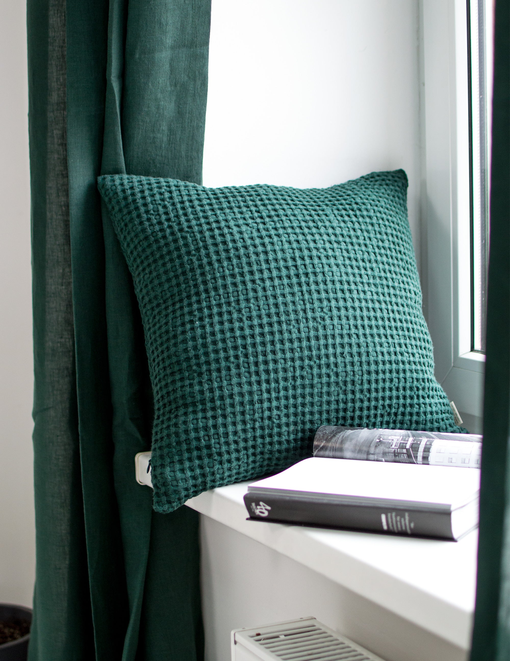 Linen Curtains in Jungle Green