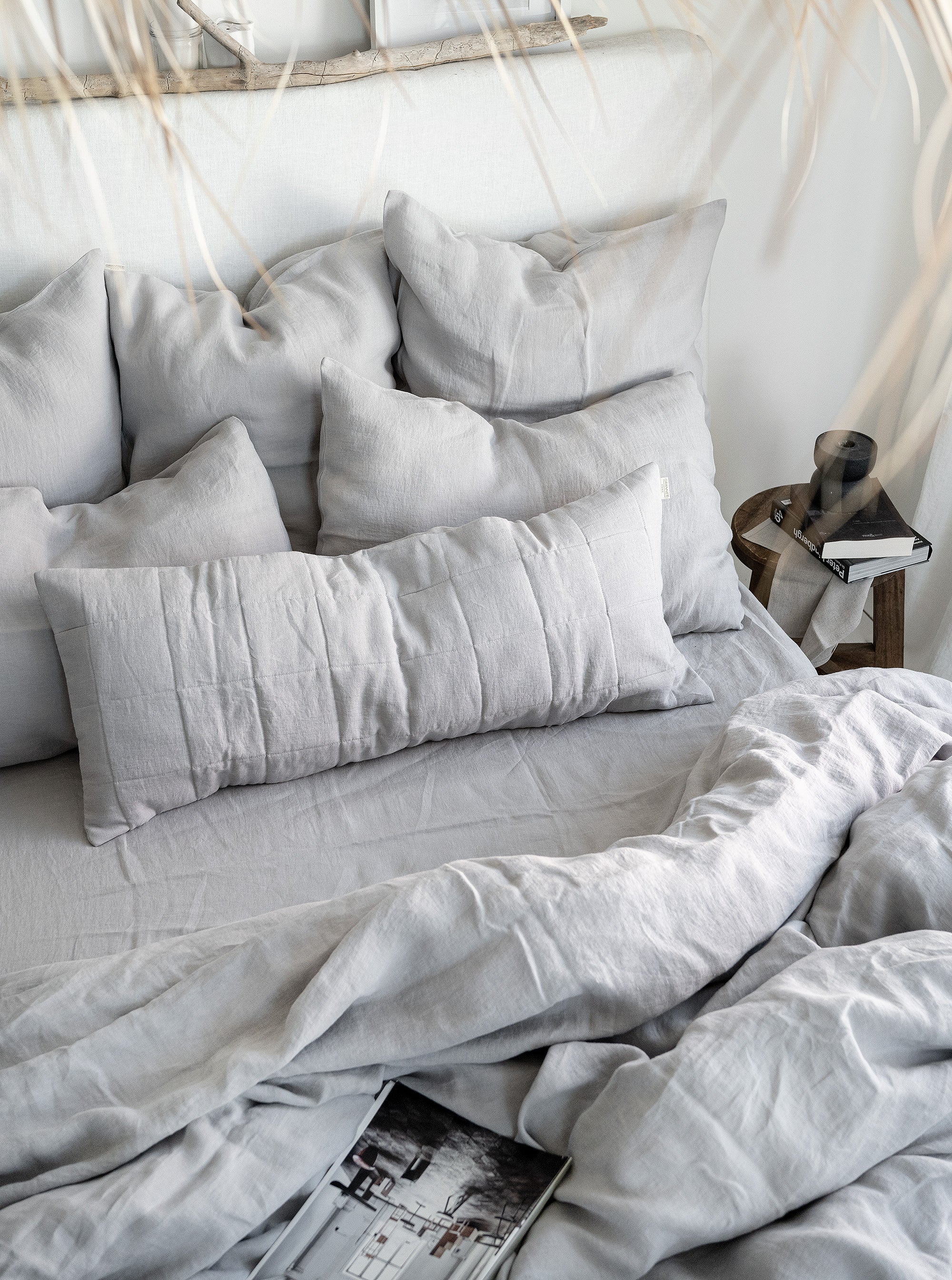 Linen Flat Sheet in Cloud Gray