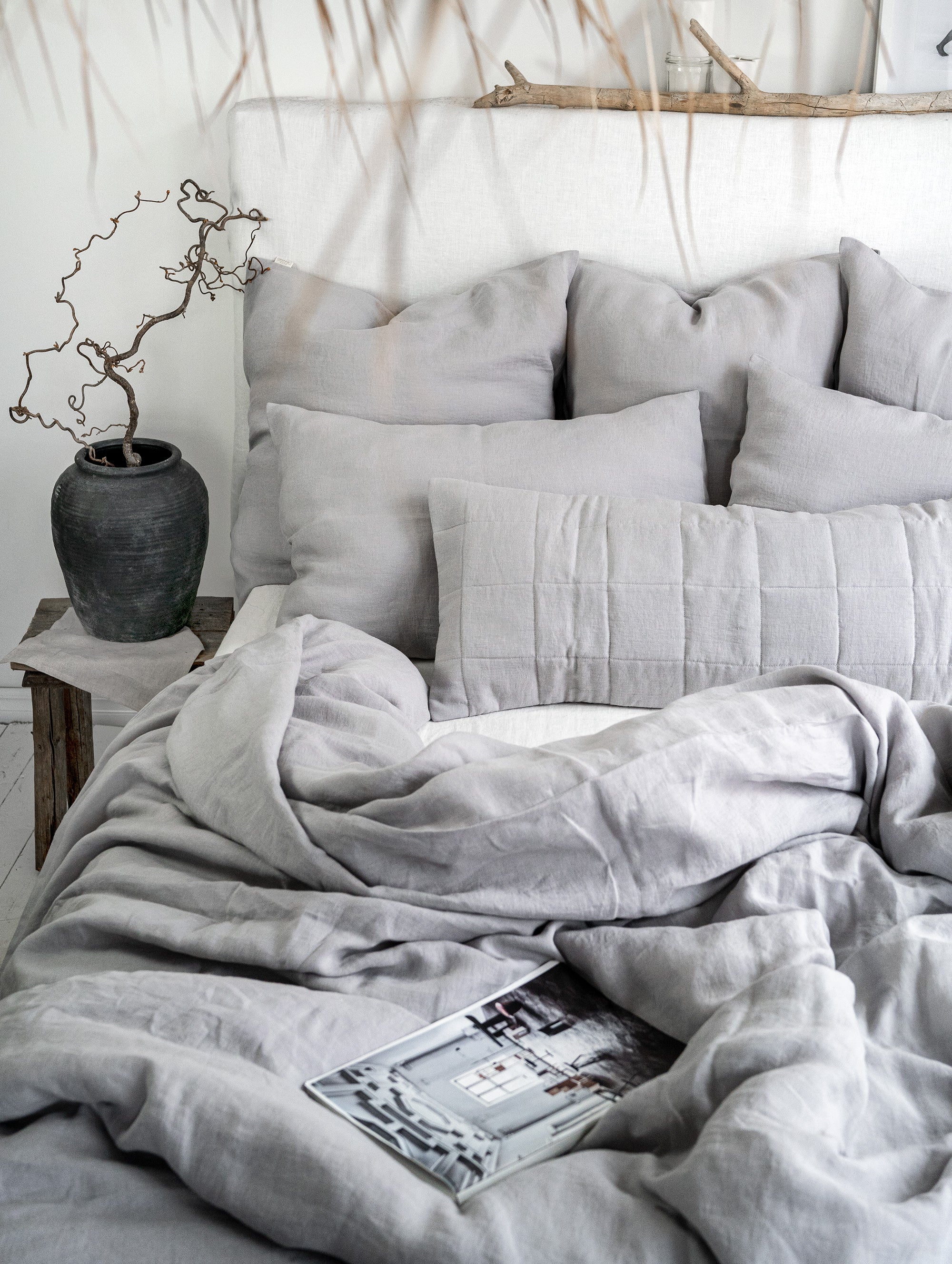 Linen Flat Sheet in Cloud Gray