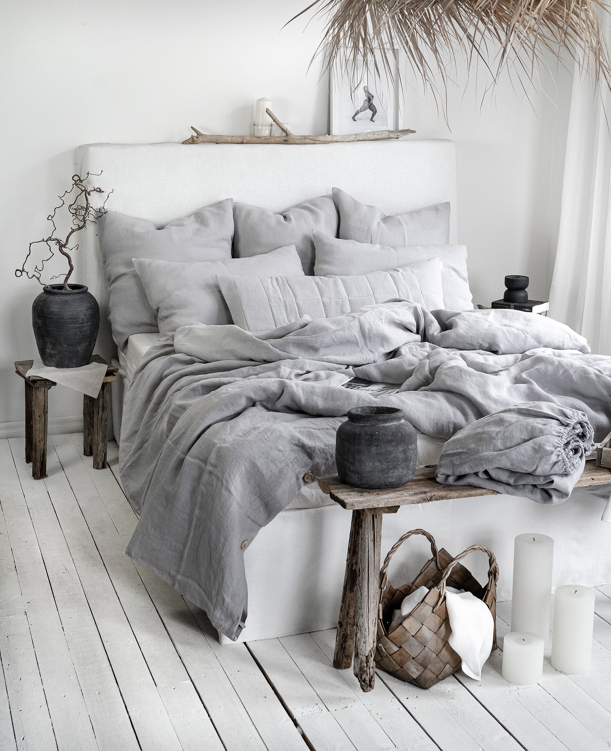 Linen Flat Sheet in Cloud Gray