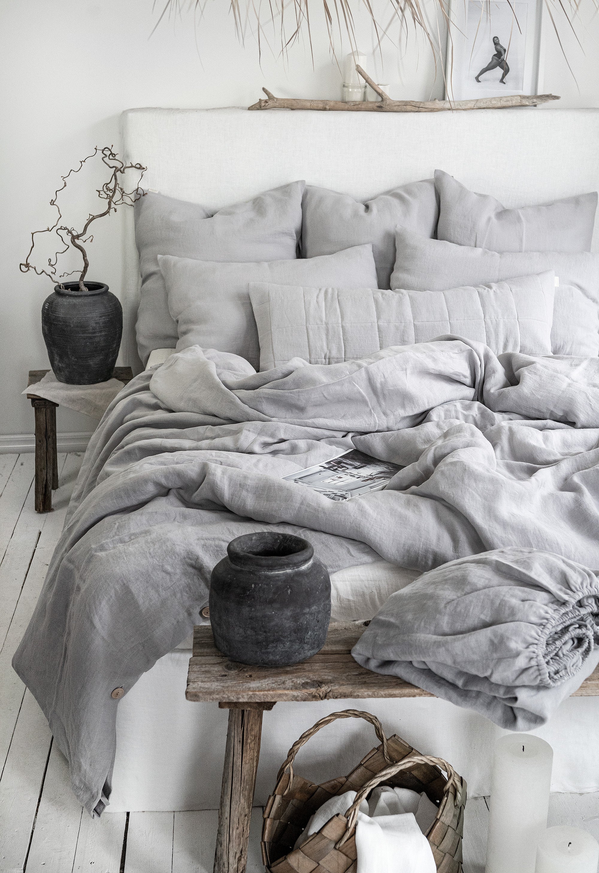 Linen Flat Sheet in Cloud Gray