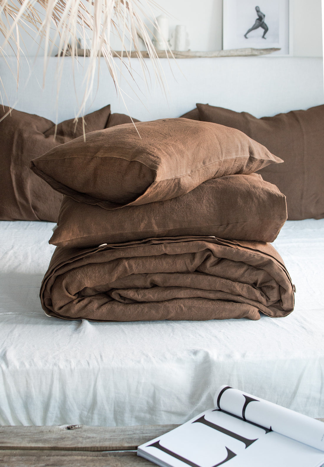Linen Bedding Set in Walnut - Duvet Cover & 2 Pillowcases
