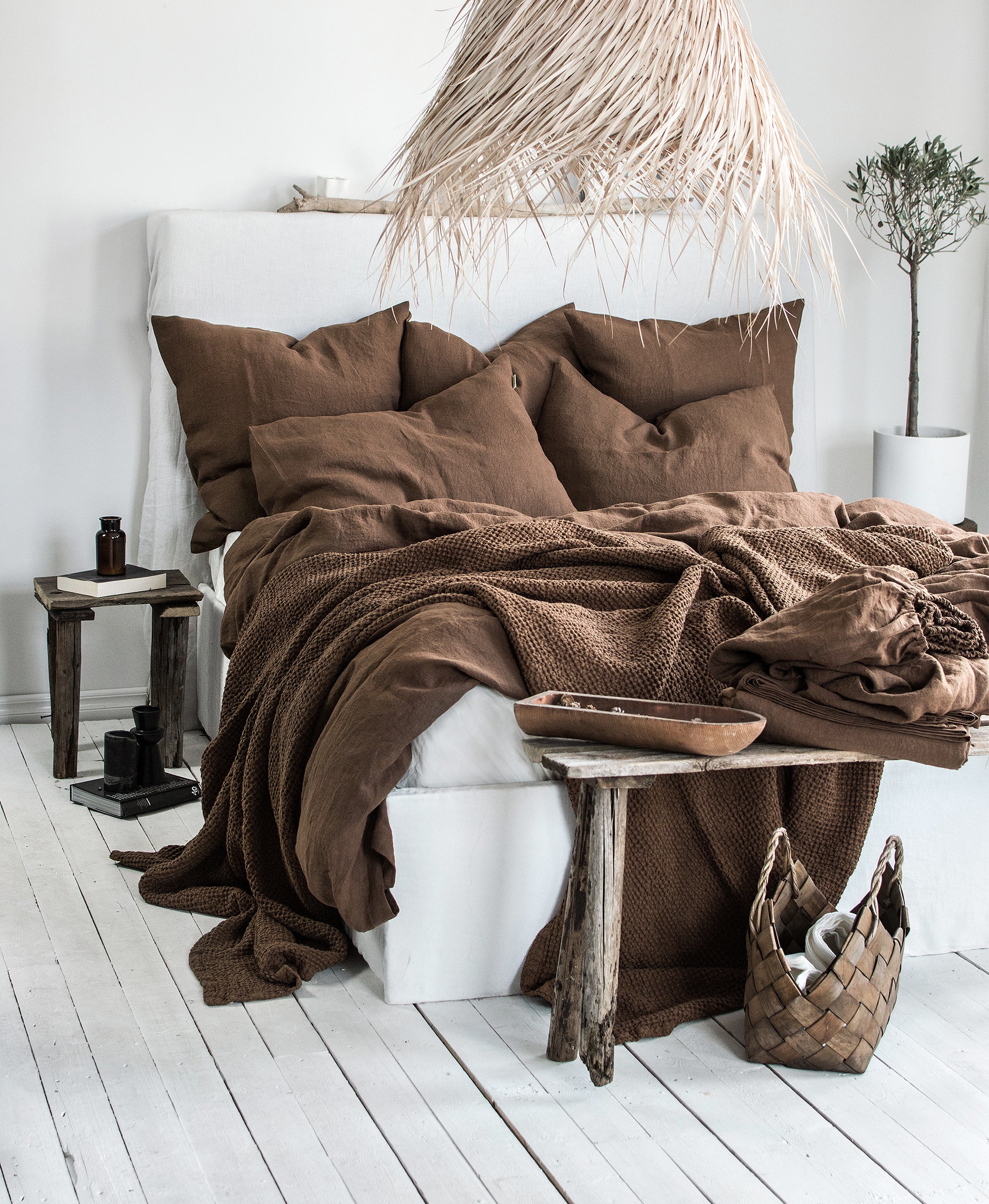 Linen Duvet Cover in Walnut
