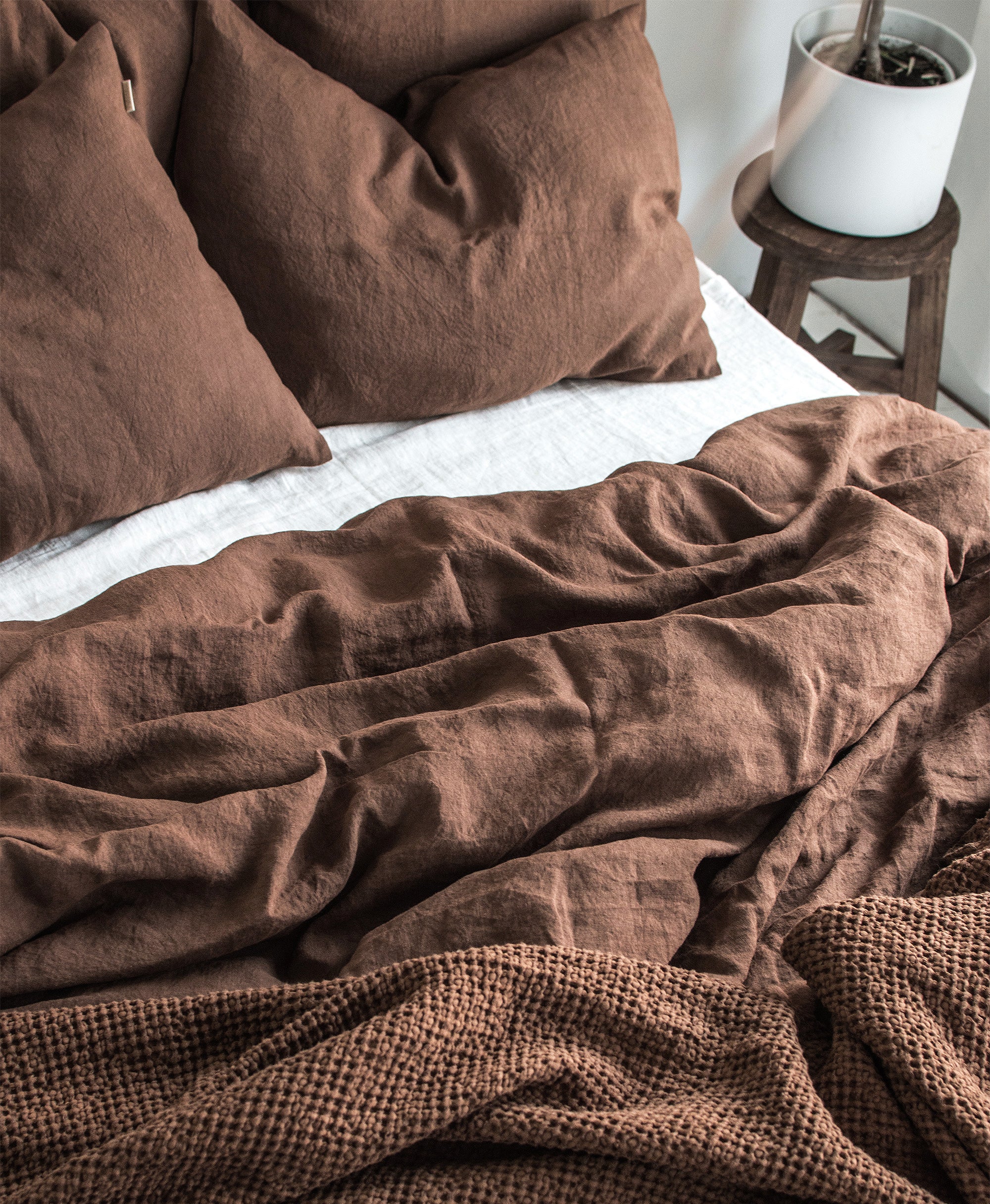 Linen Duvet Cover in Walnut