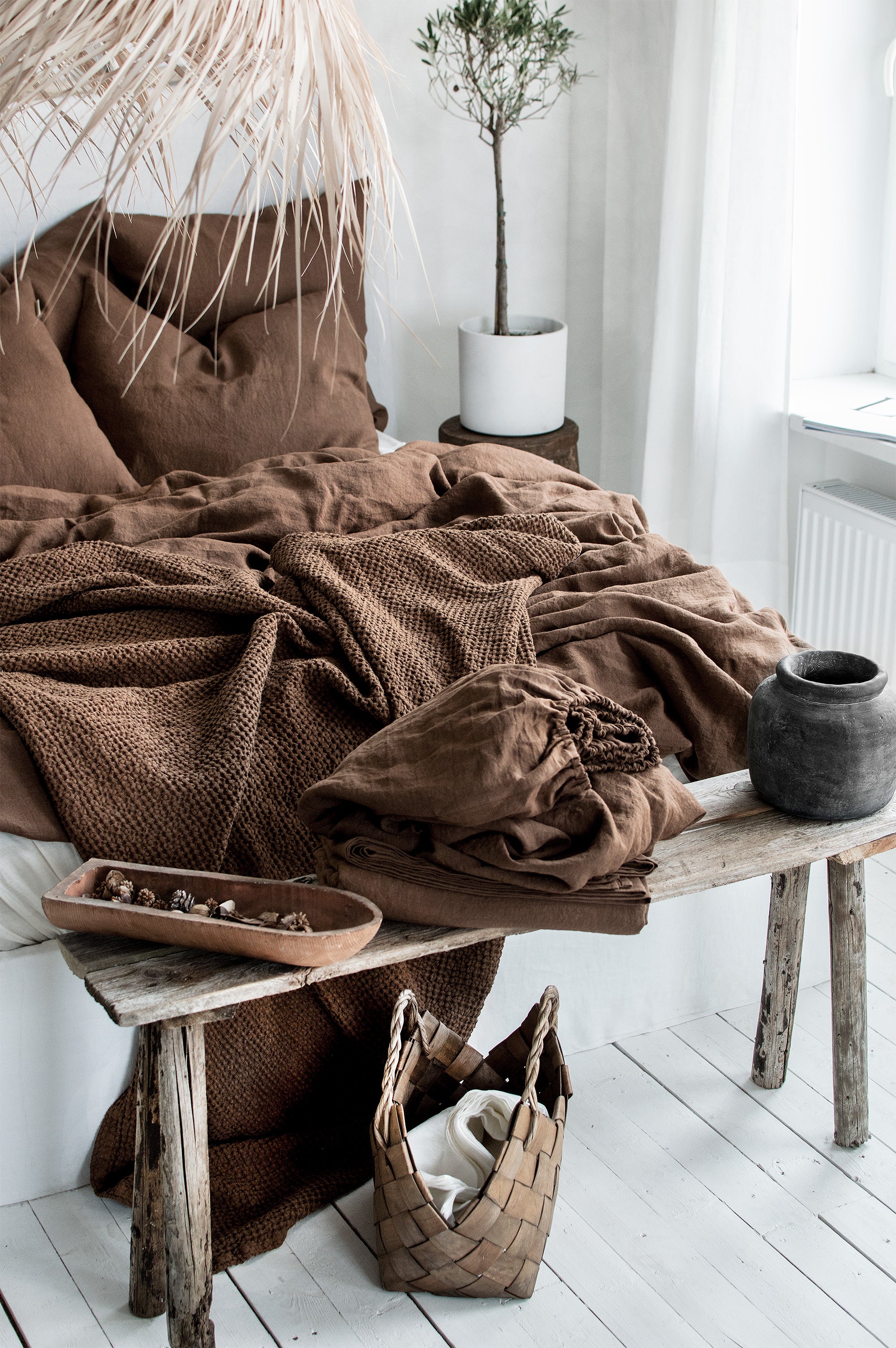 Linen Duvet Cover in Walnut
