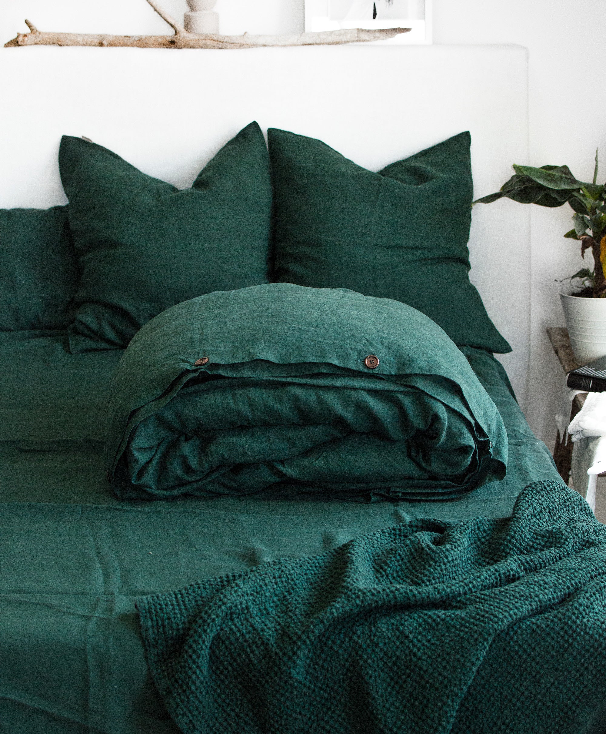 Linen Duvet Cover in Jungle Green