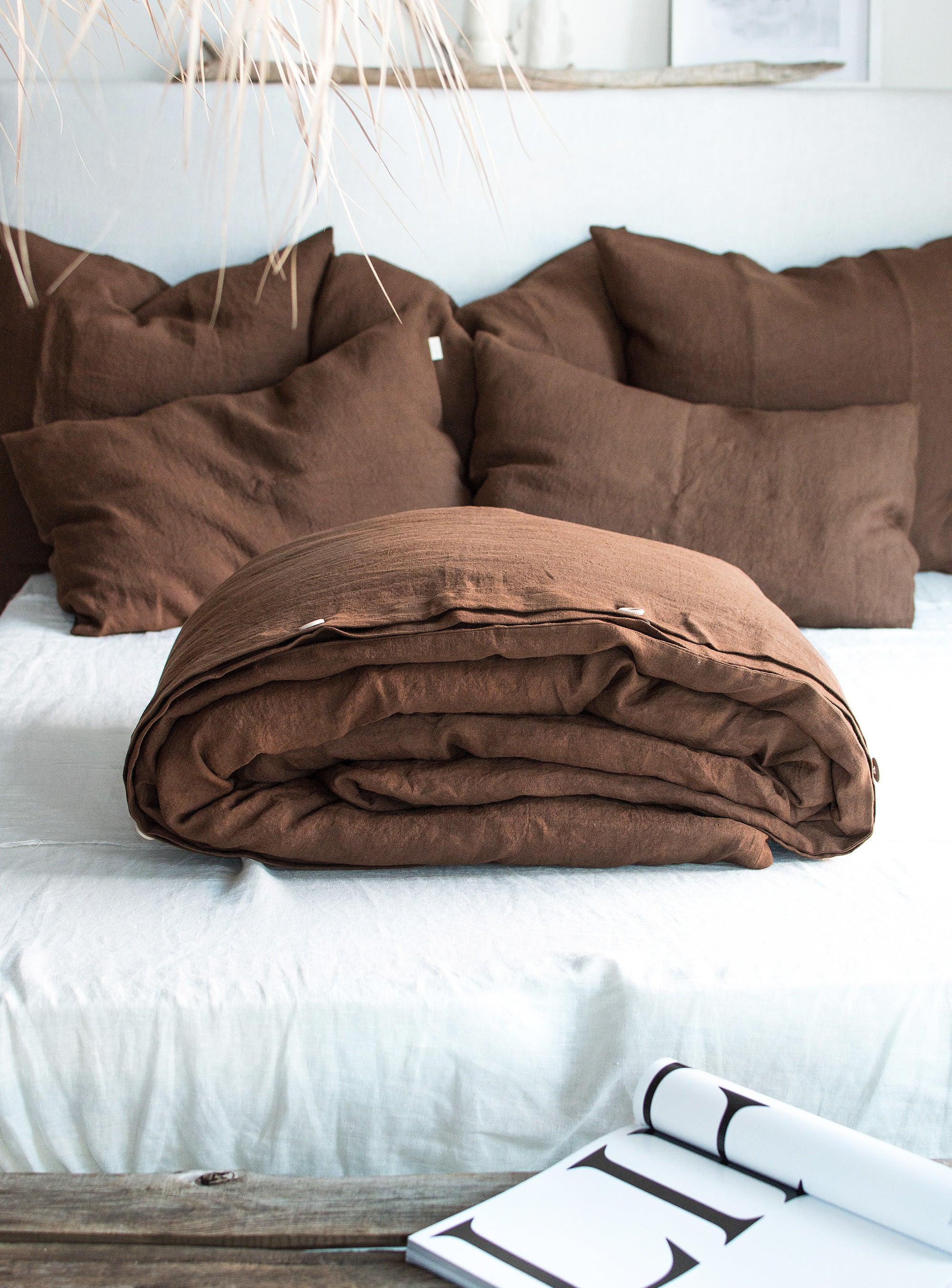 Linen Duvet Cover in Walnut