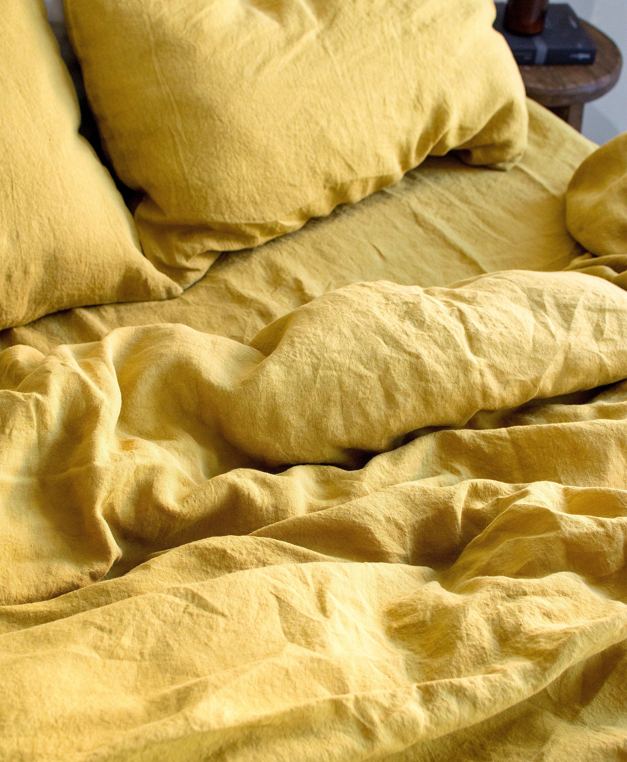 Linen Flat Sheet in Yellow Ochre
