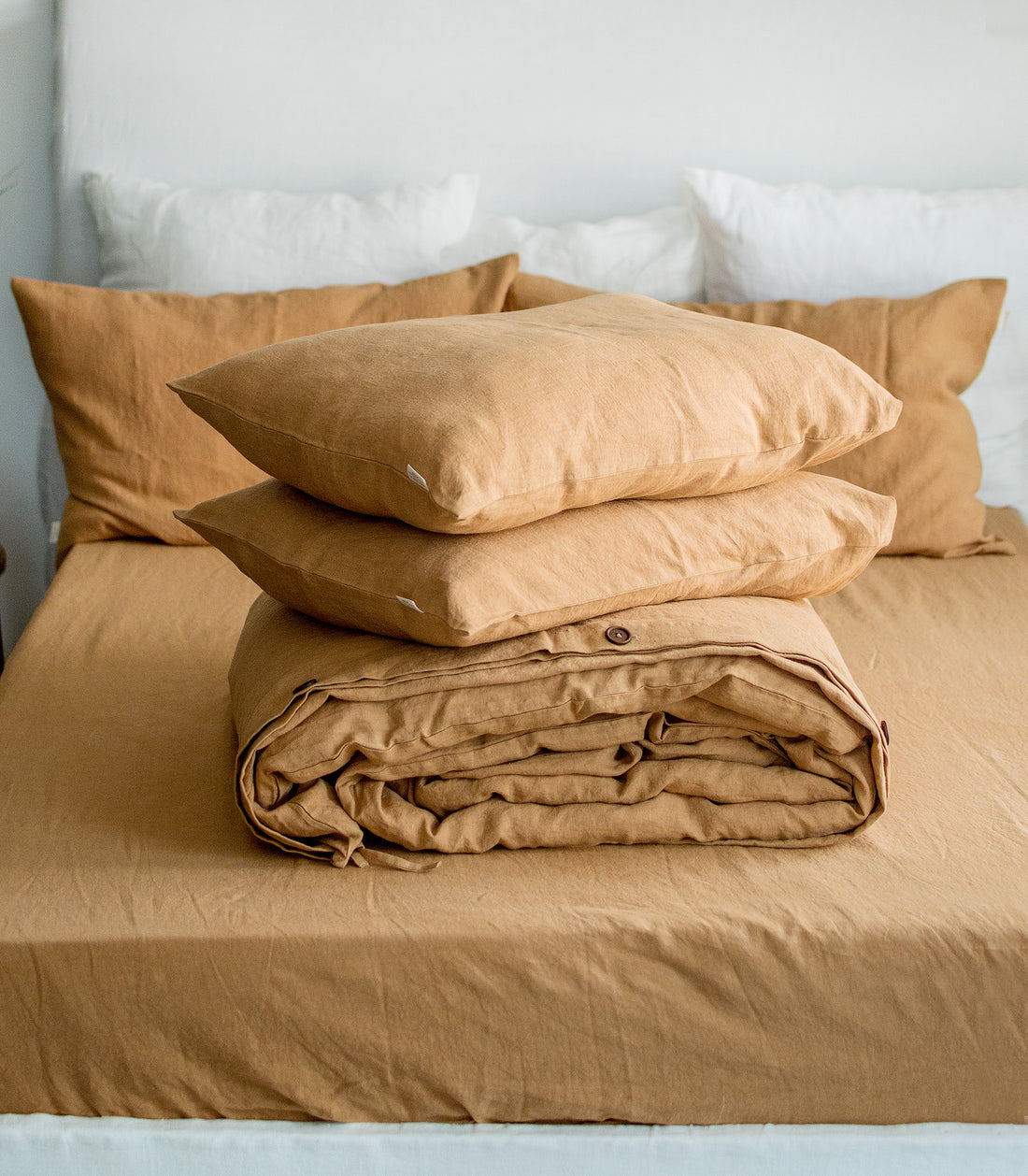 Linen Bedding Set in Peanut - Duvet Cover & 2 Pillowcases