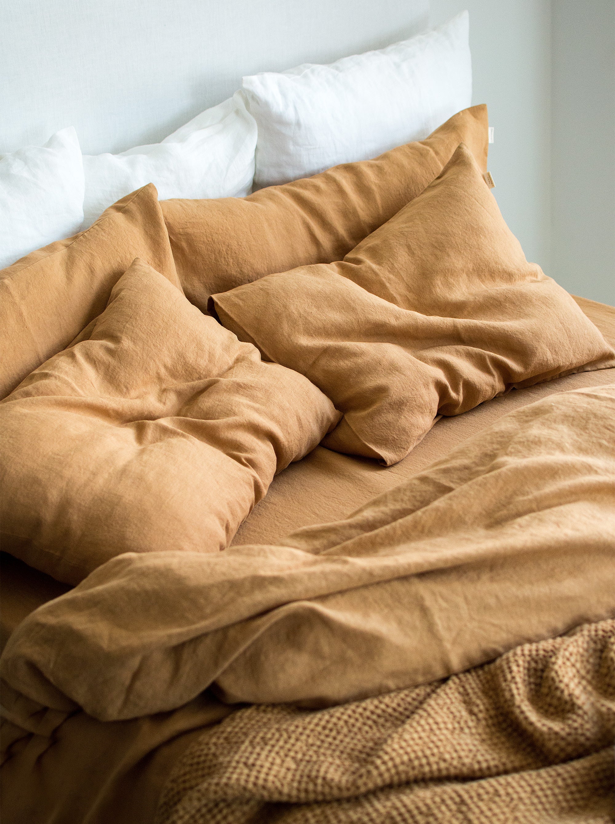 Linen Flat Sheet in Peanut