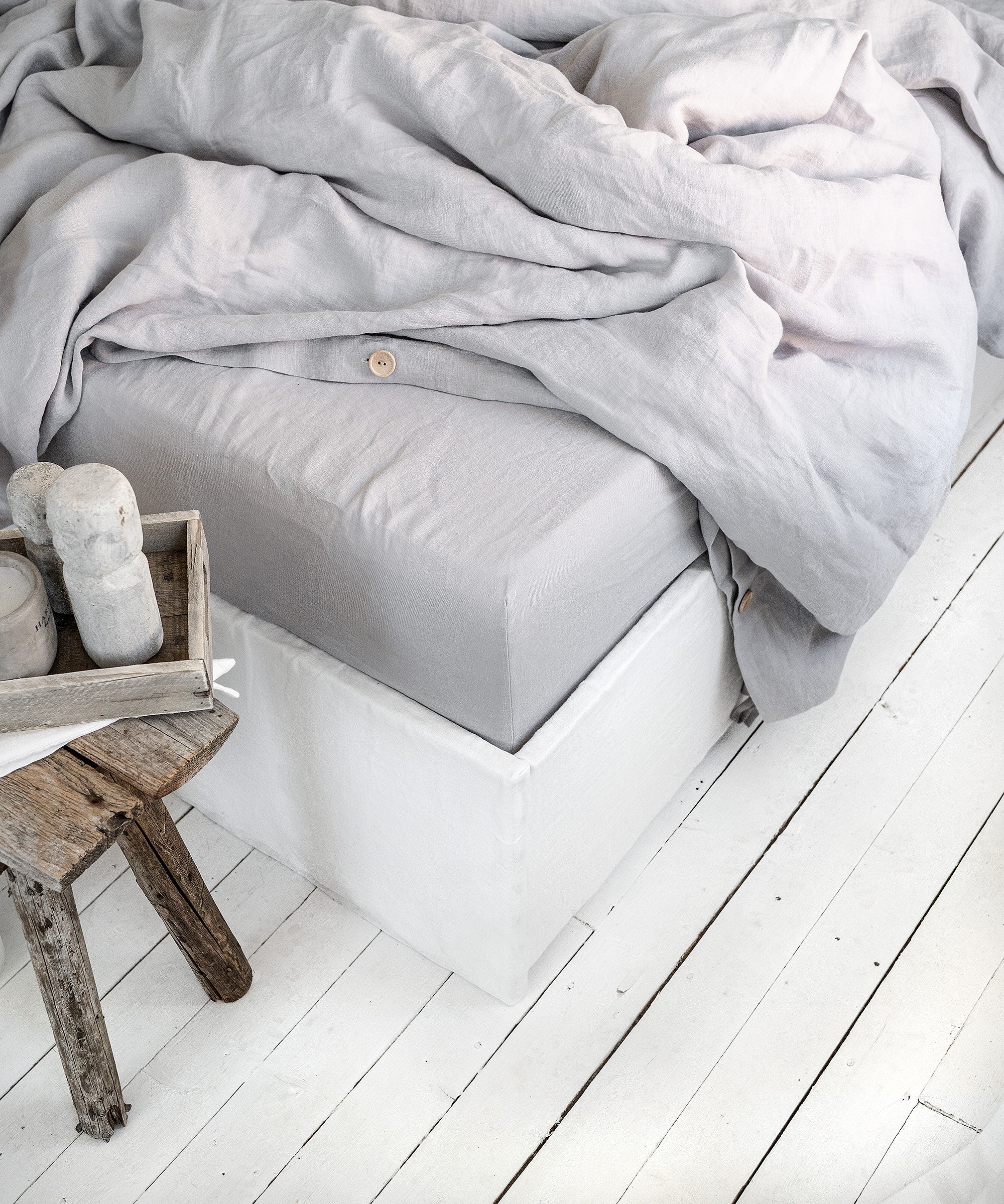 Linen Flat Sheet in Cloud Gray