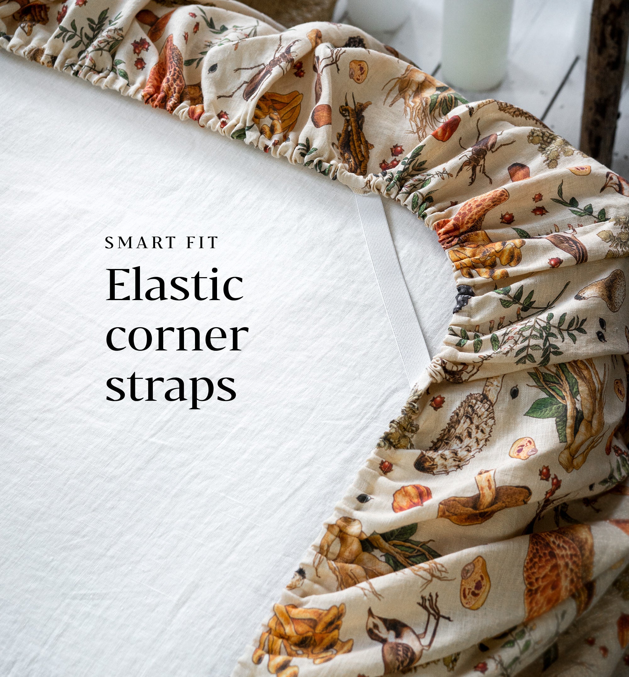 Linen Fitted Sheet in Mushroom