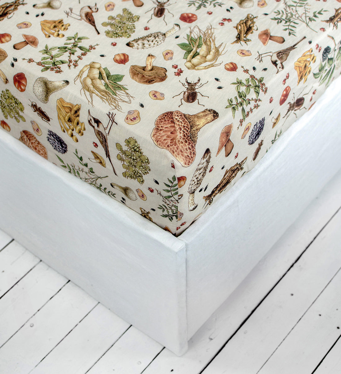 Linen Fitted Sheet in Mushroom