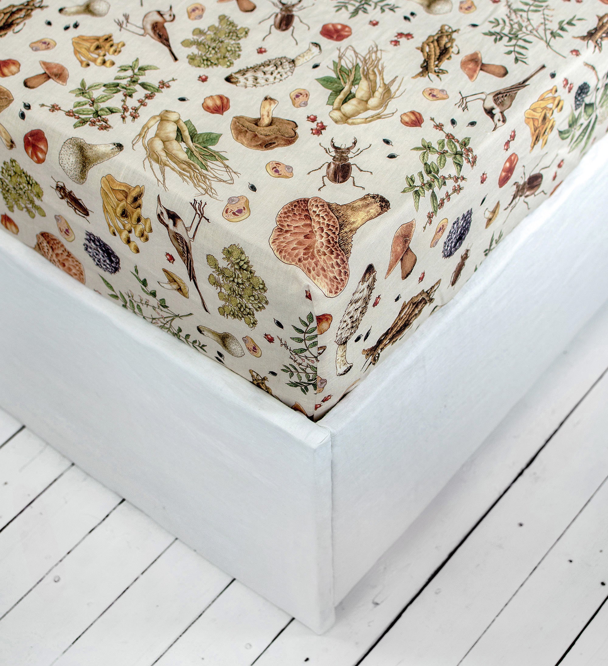Linen Fitted Sheet in Mushroom