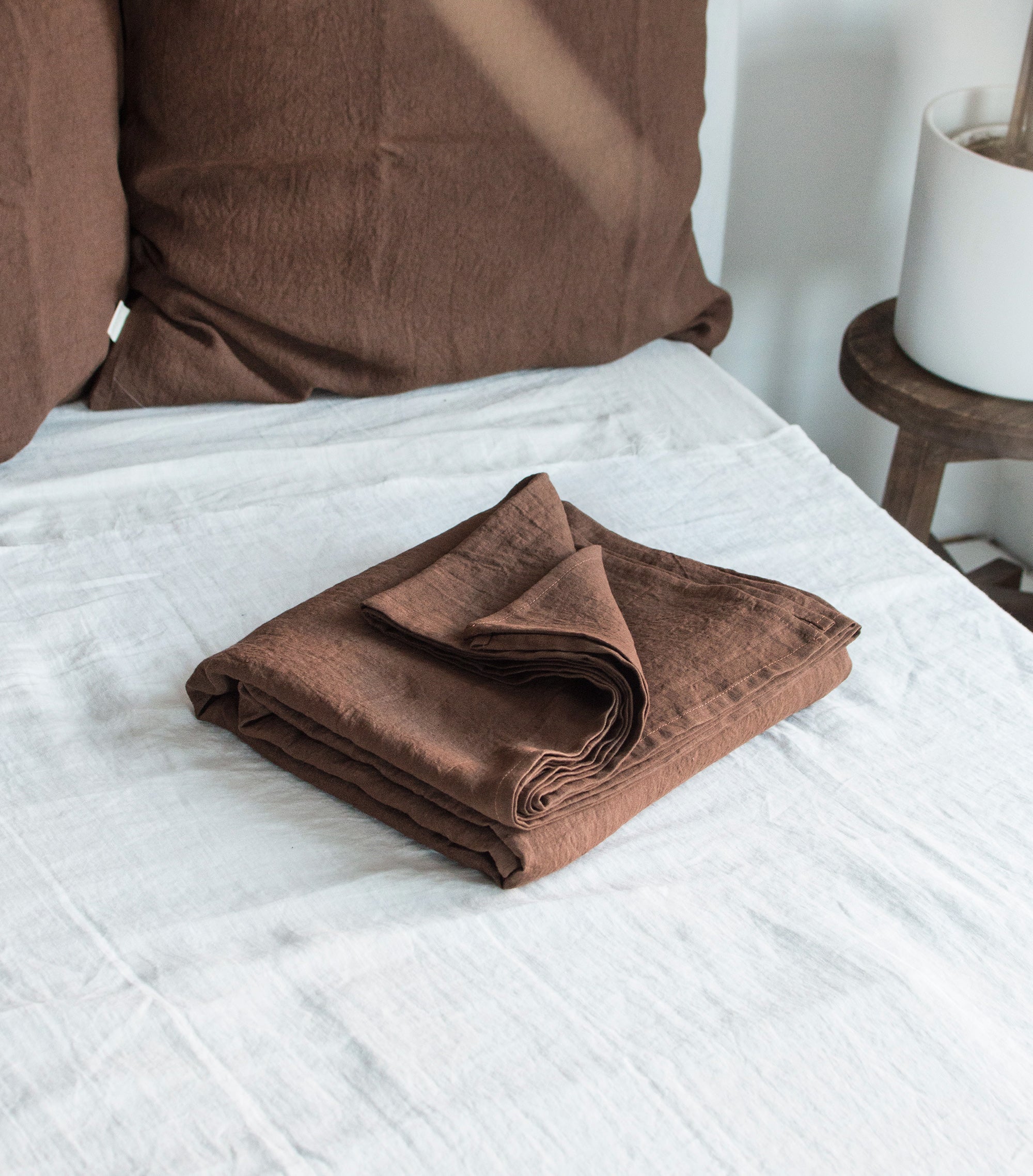 Linen Flat Sheet in Walnut