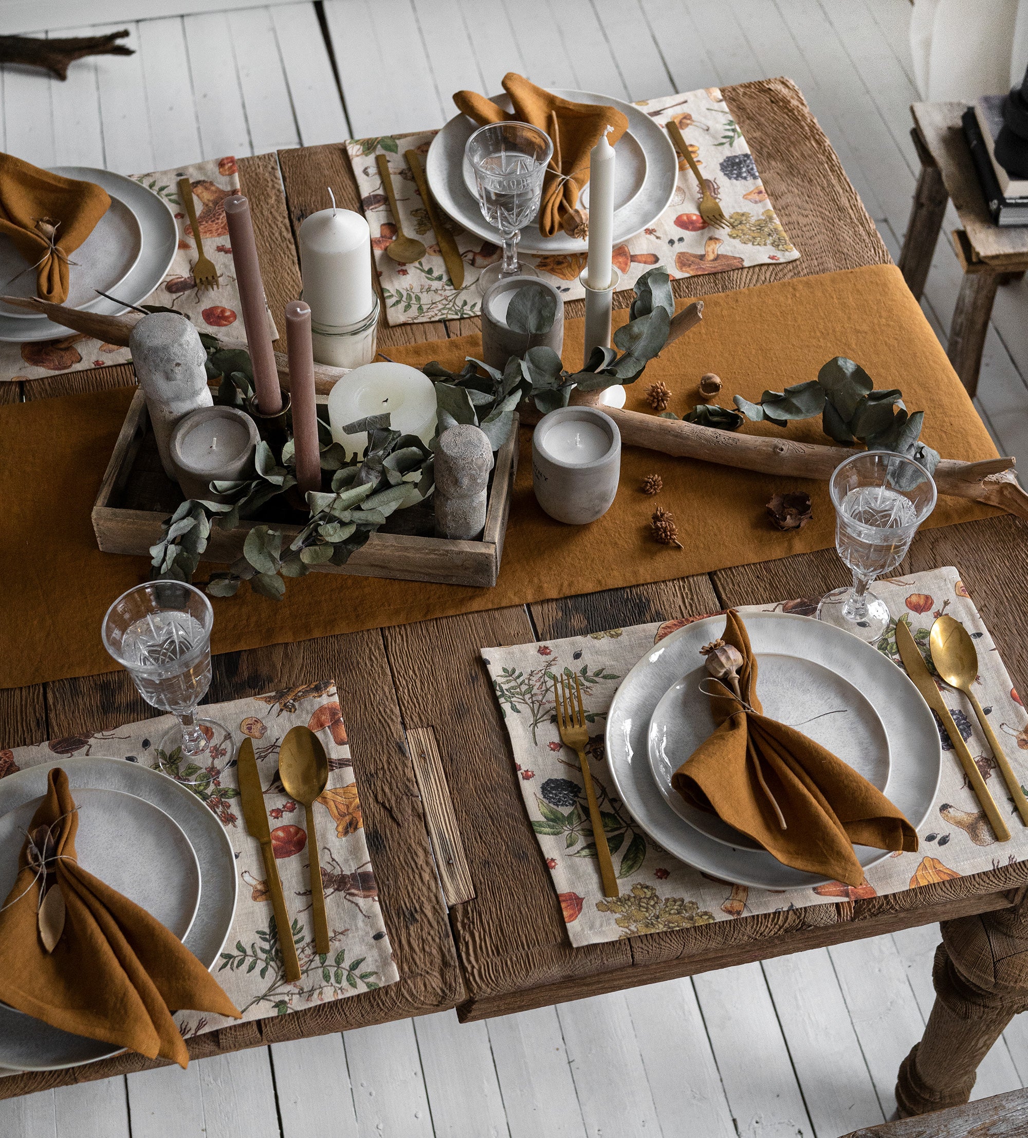 Linen Table Runner in Mustard