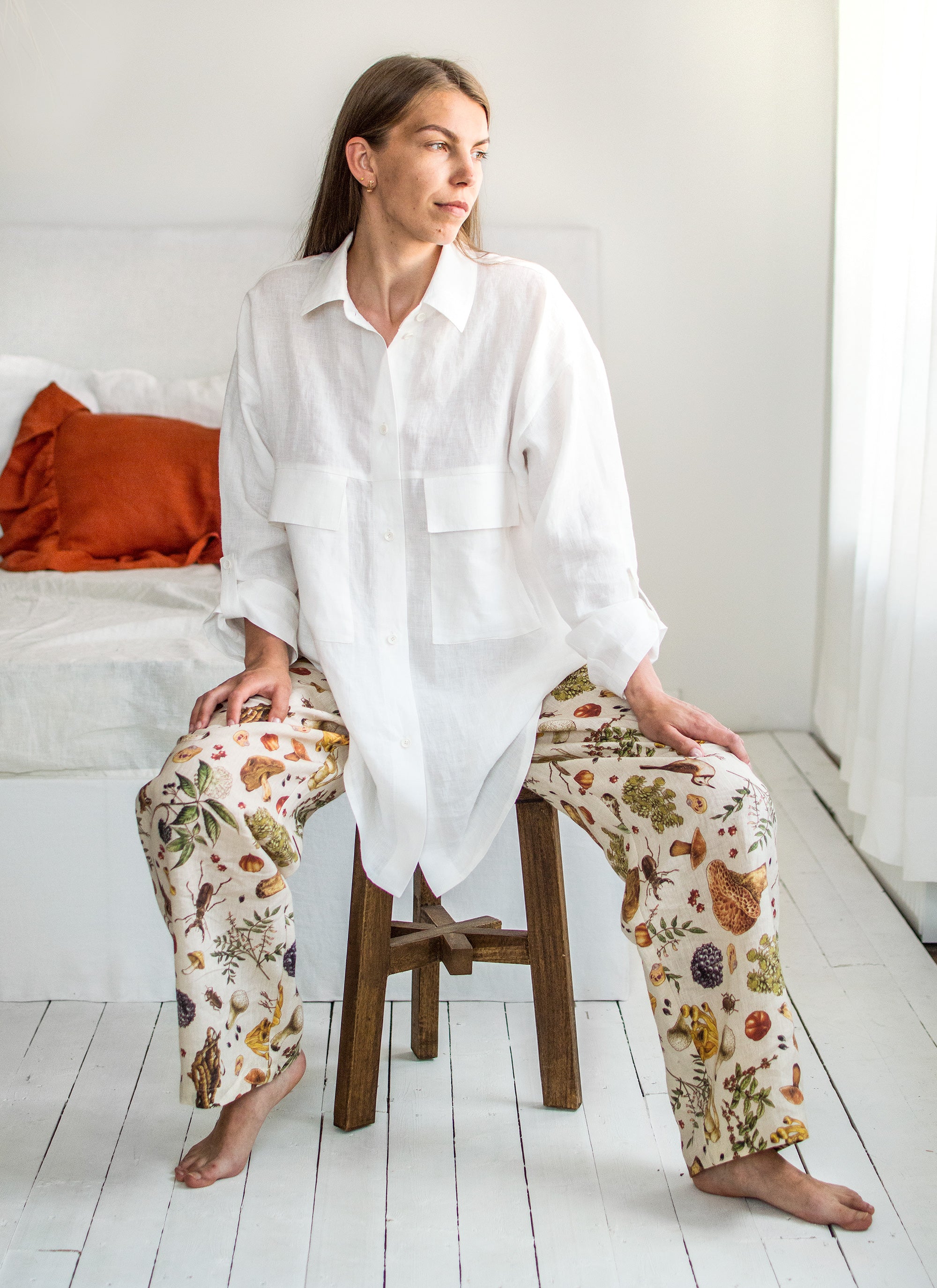 Linen pants BECCA in Mushroom