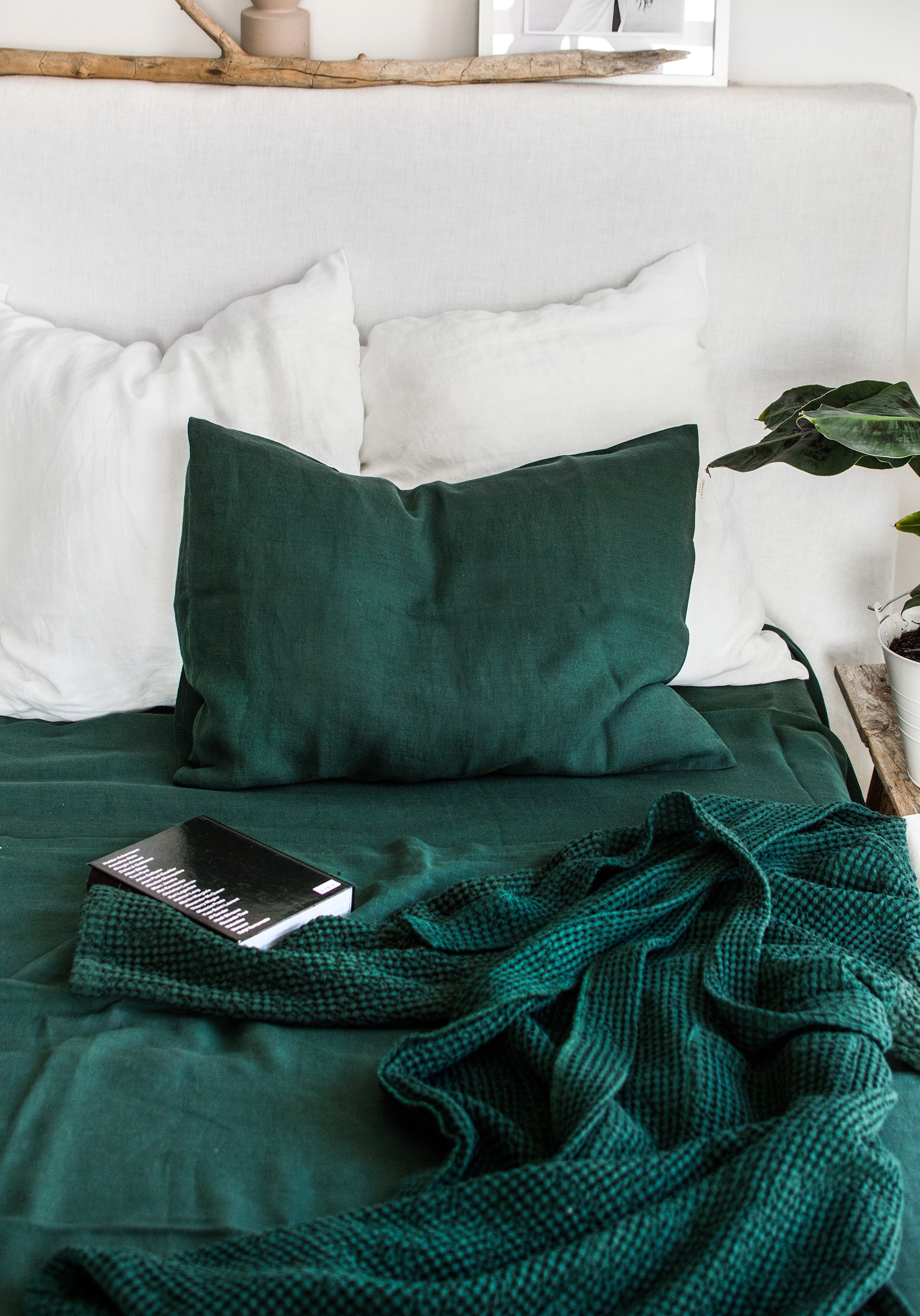 Linen Pillowcase in Jungle Green