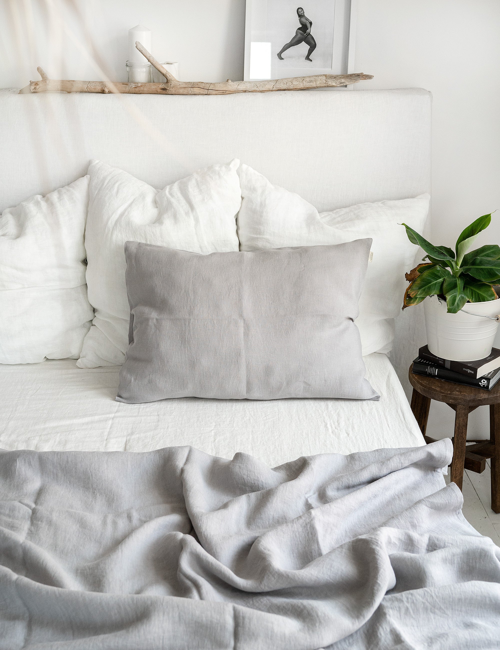 Linen Pillowcase in Cloud Gray