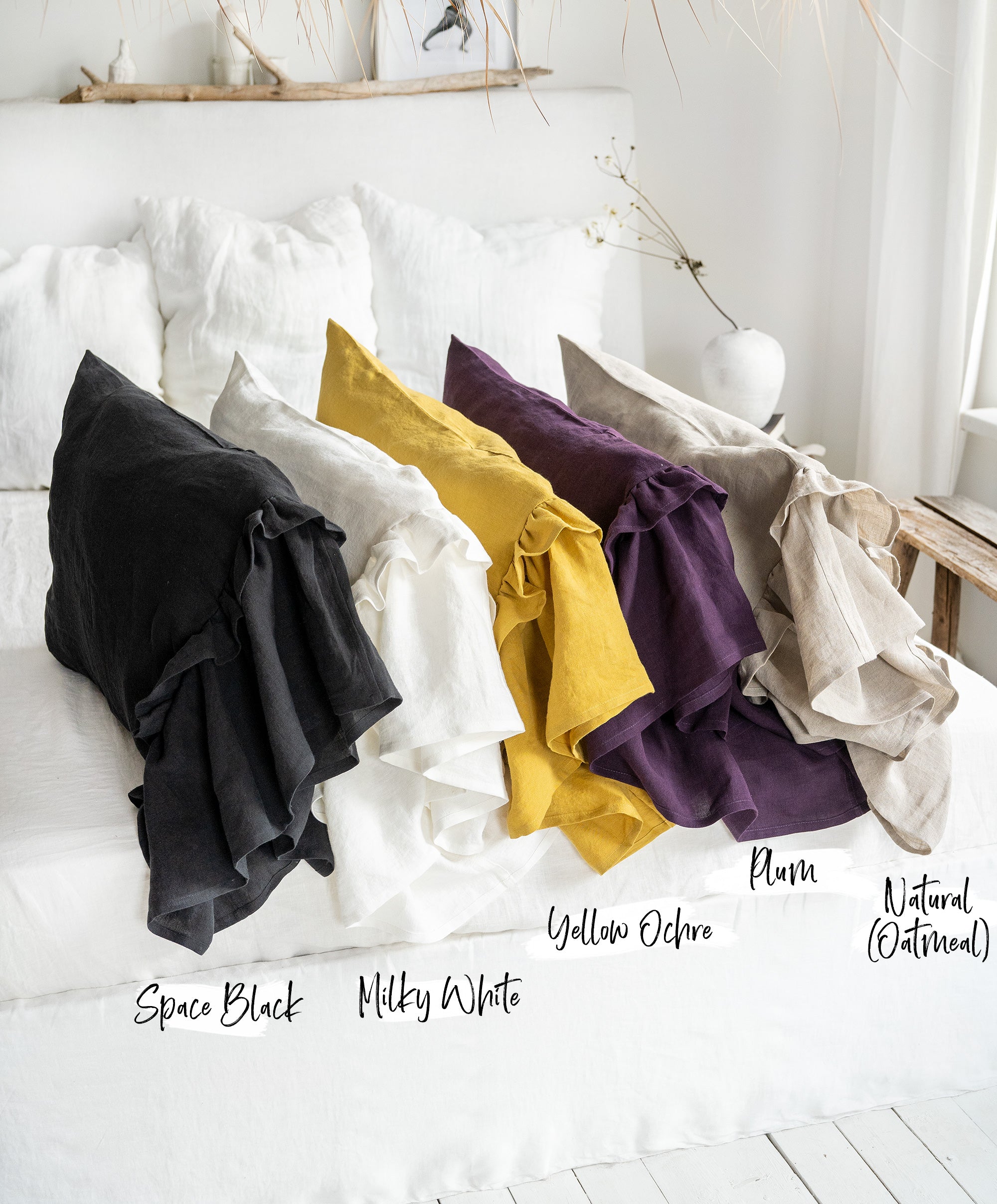 Linen Pillowcase with Double Ruffle