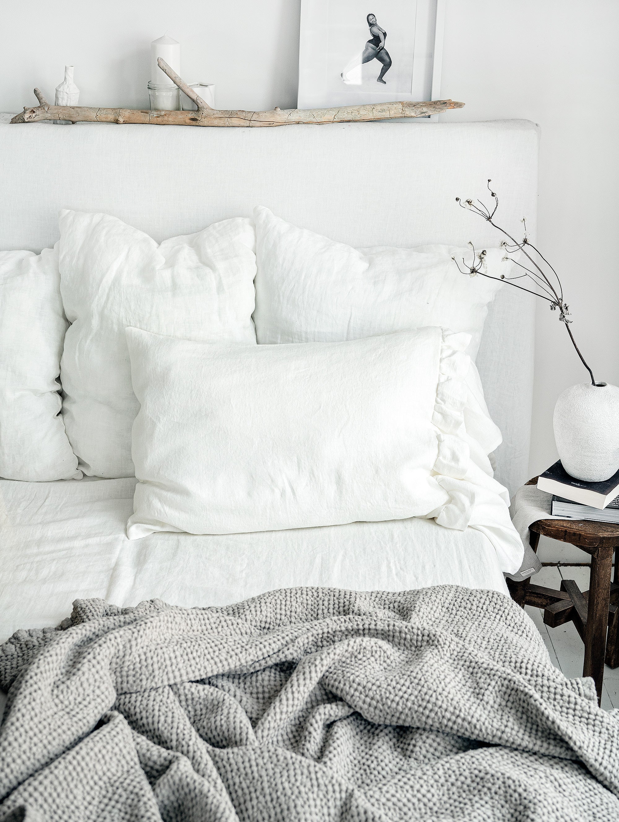Linen Pillowcase with Double Ruffle