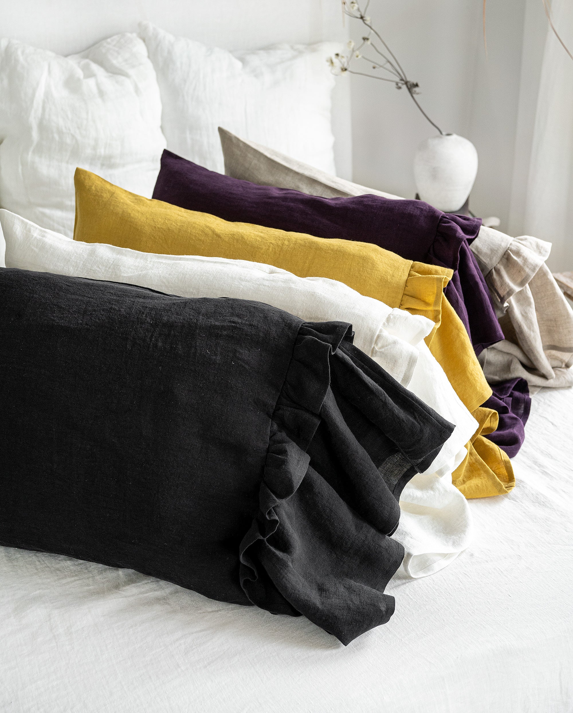 Linen Pillowcase with Double Ruffle