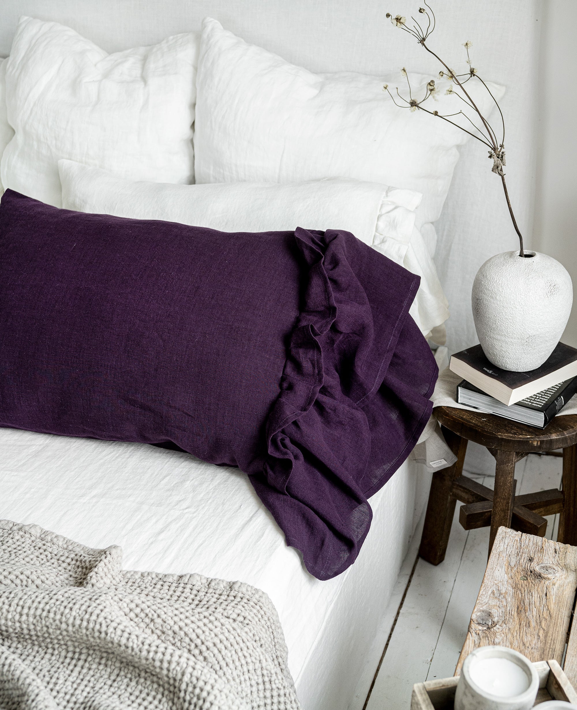 Linen Pillowcase with Double Ruffle