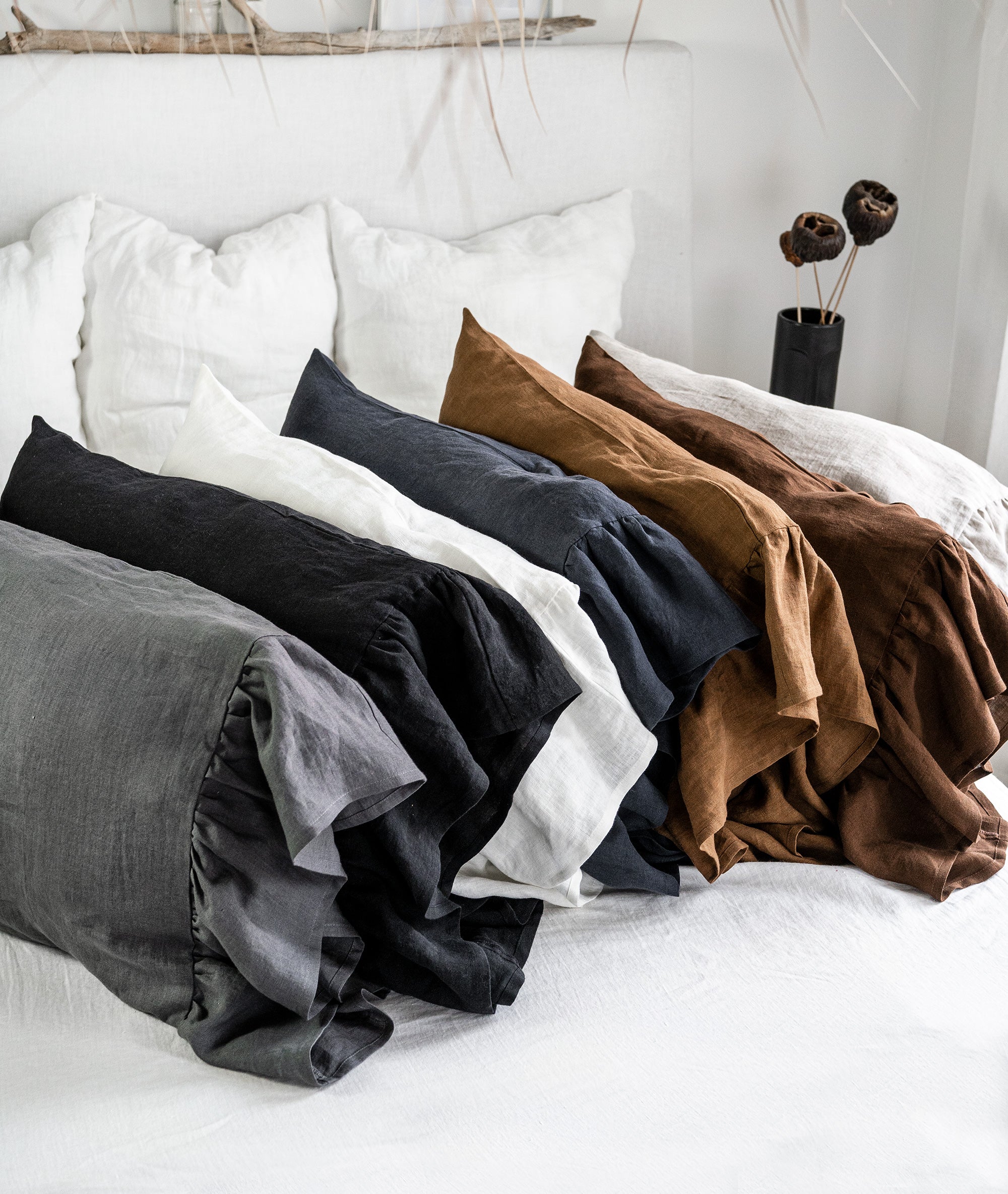 Linen Pillowcase with Side Ruffle