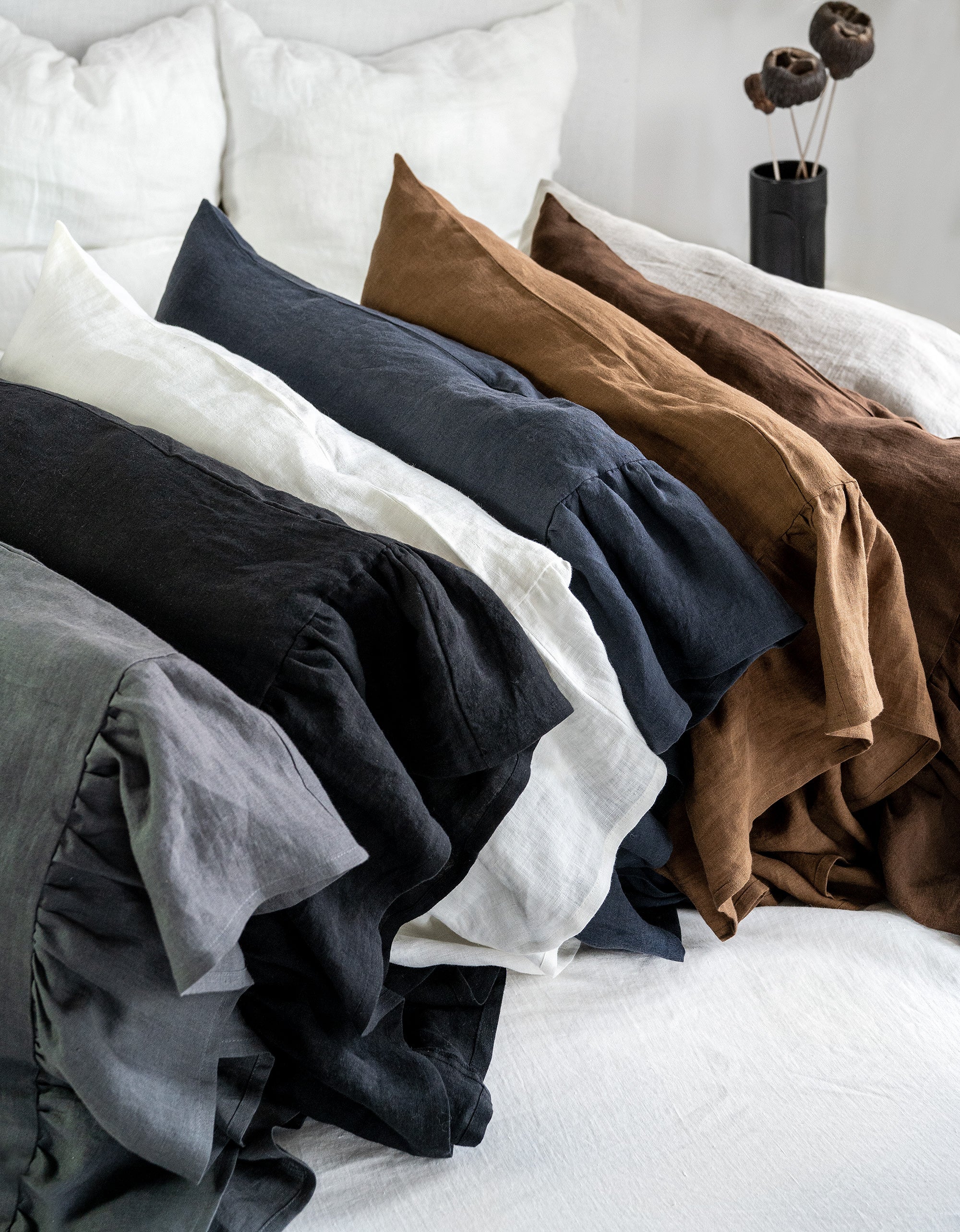 Linen Pillowcase with Side Ruffle