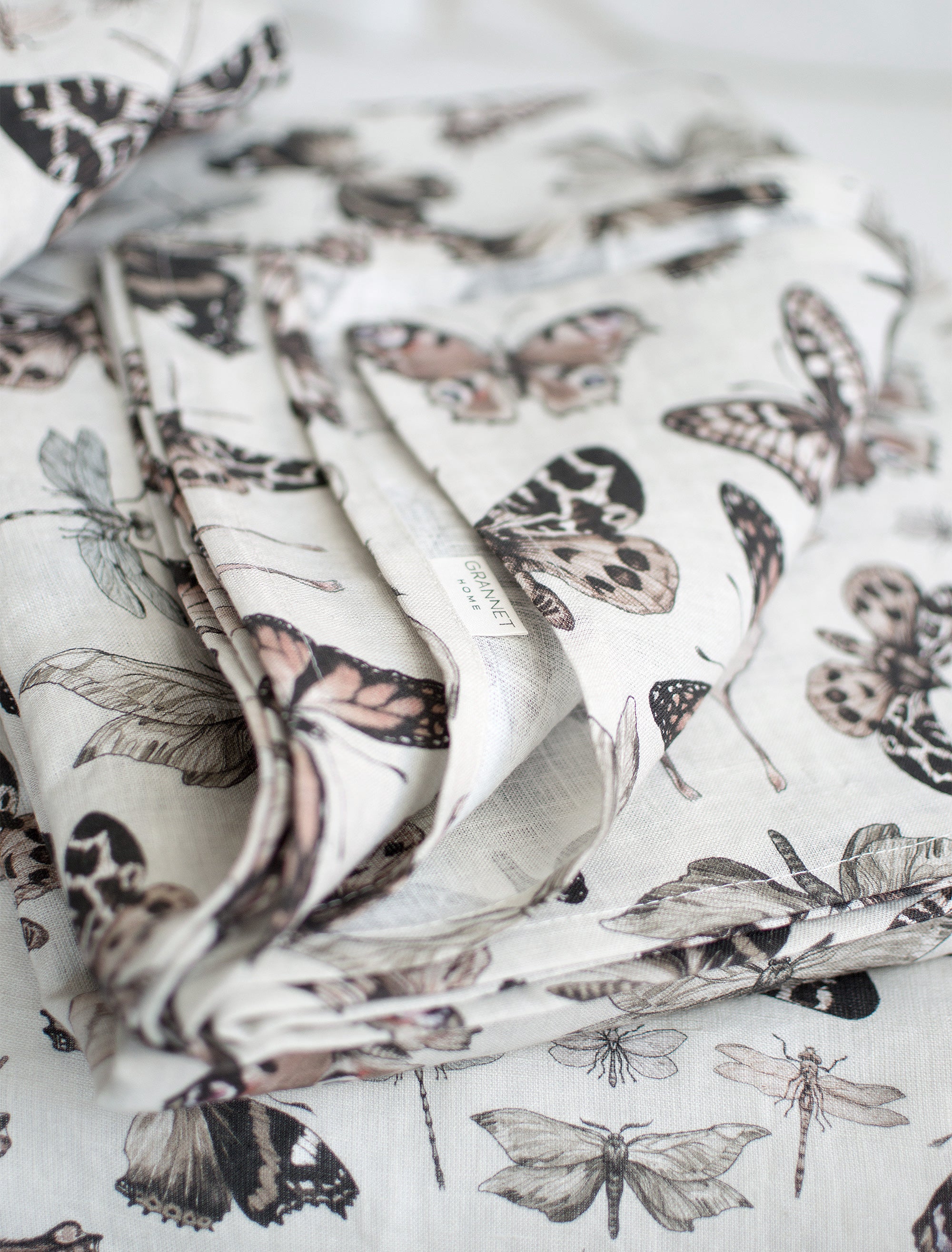 Linen Flat Sheet in Butterfly pattern