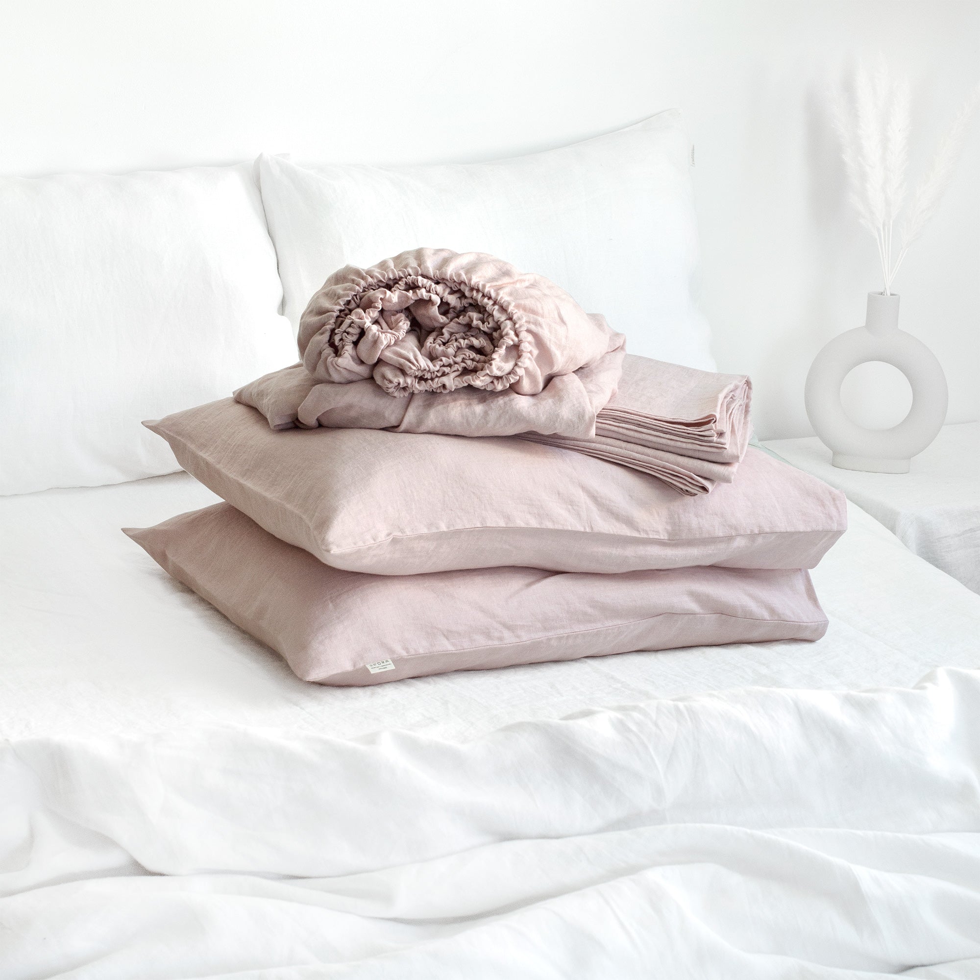 Linen Sheet Set in Dusty Rose
