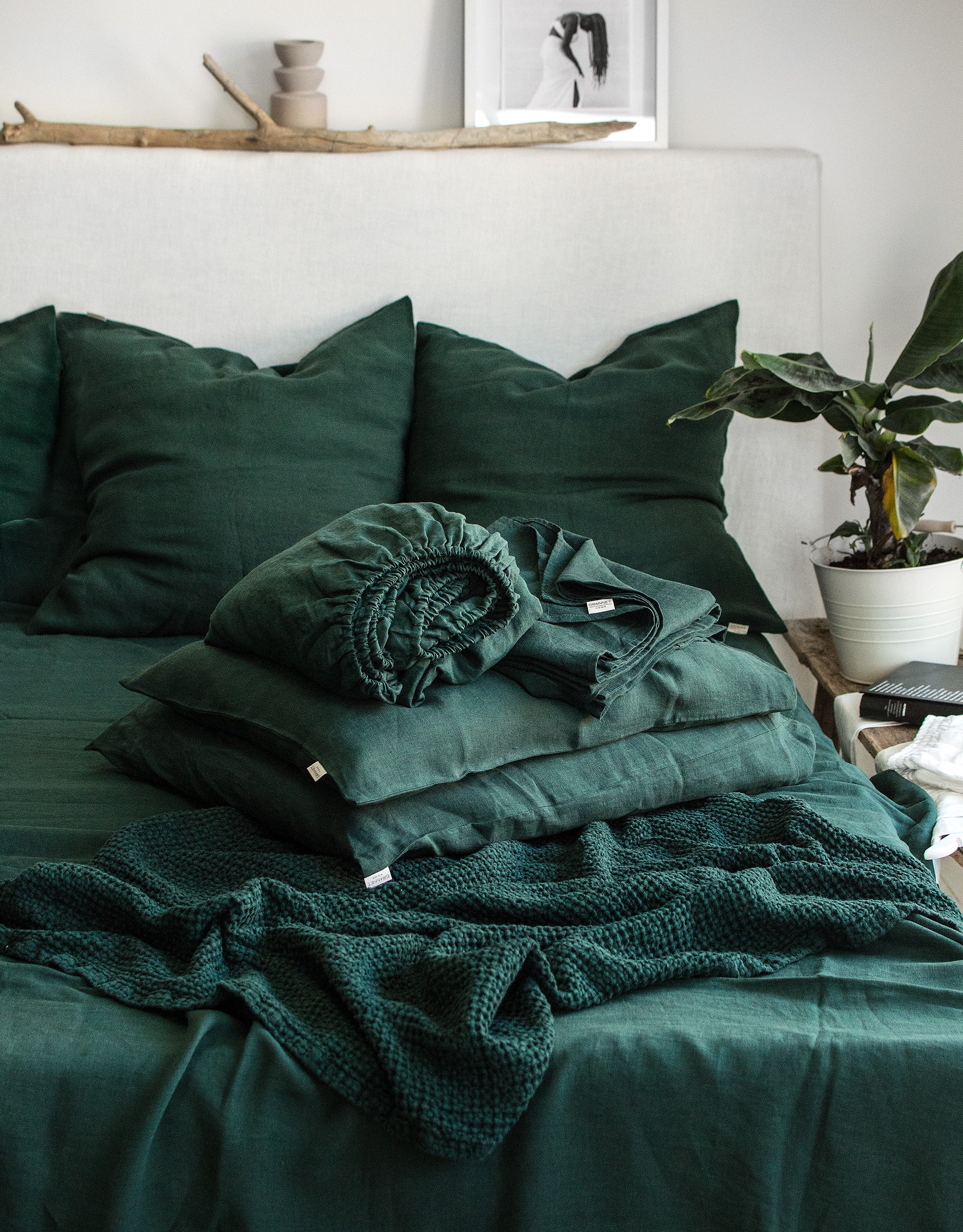 Linen Sheet Set in Jungle Green