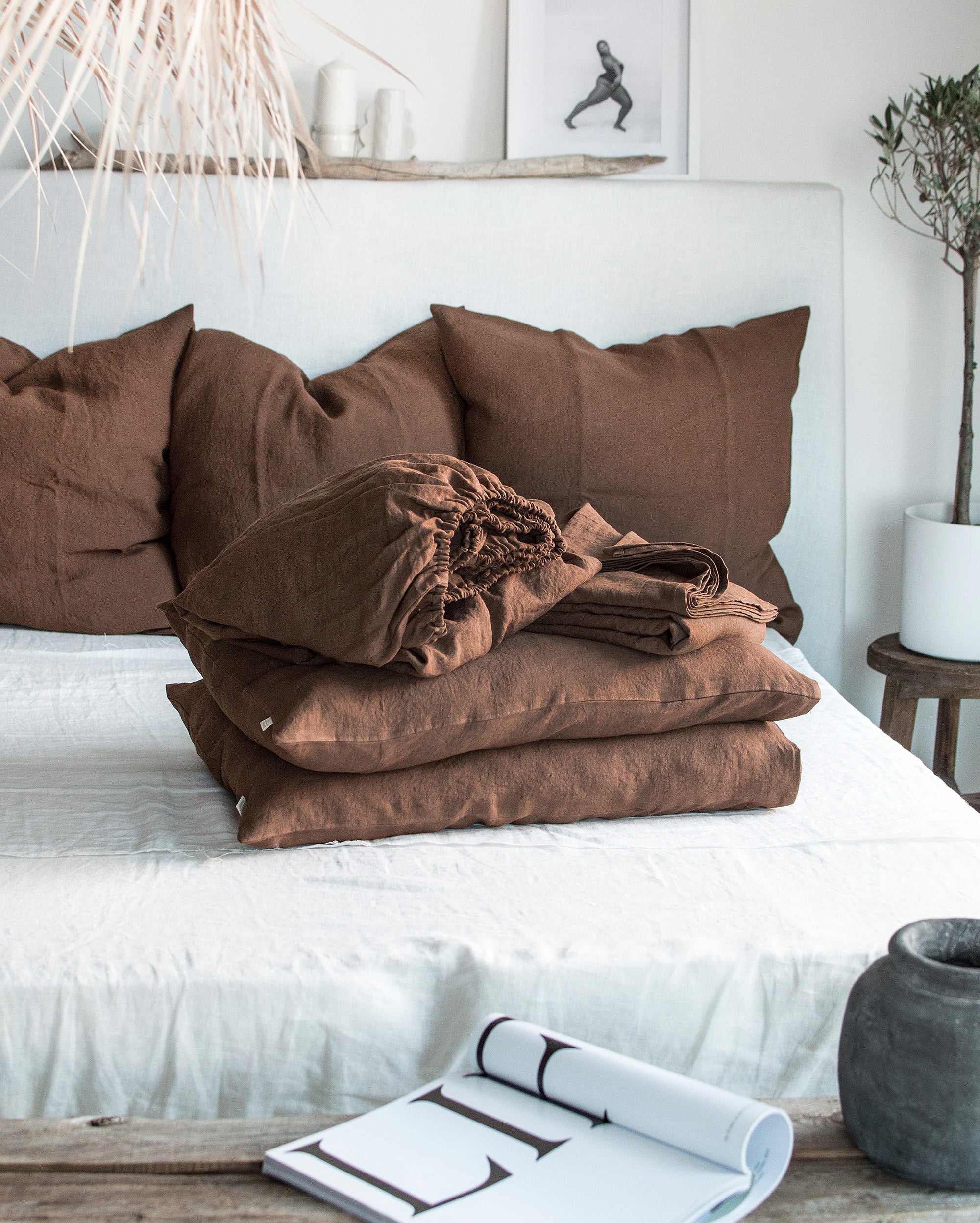 Linen Sheet Set in Walnut