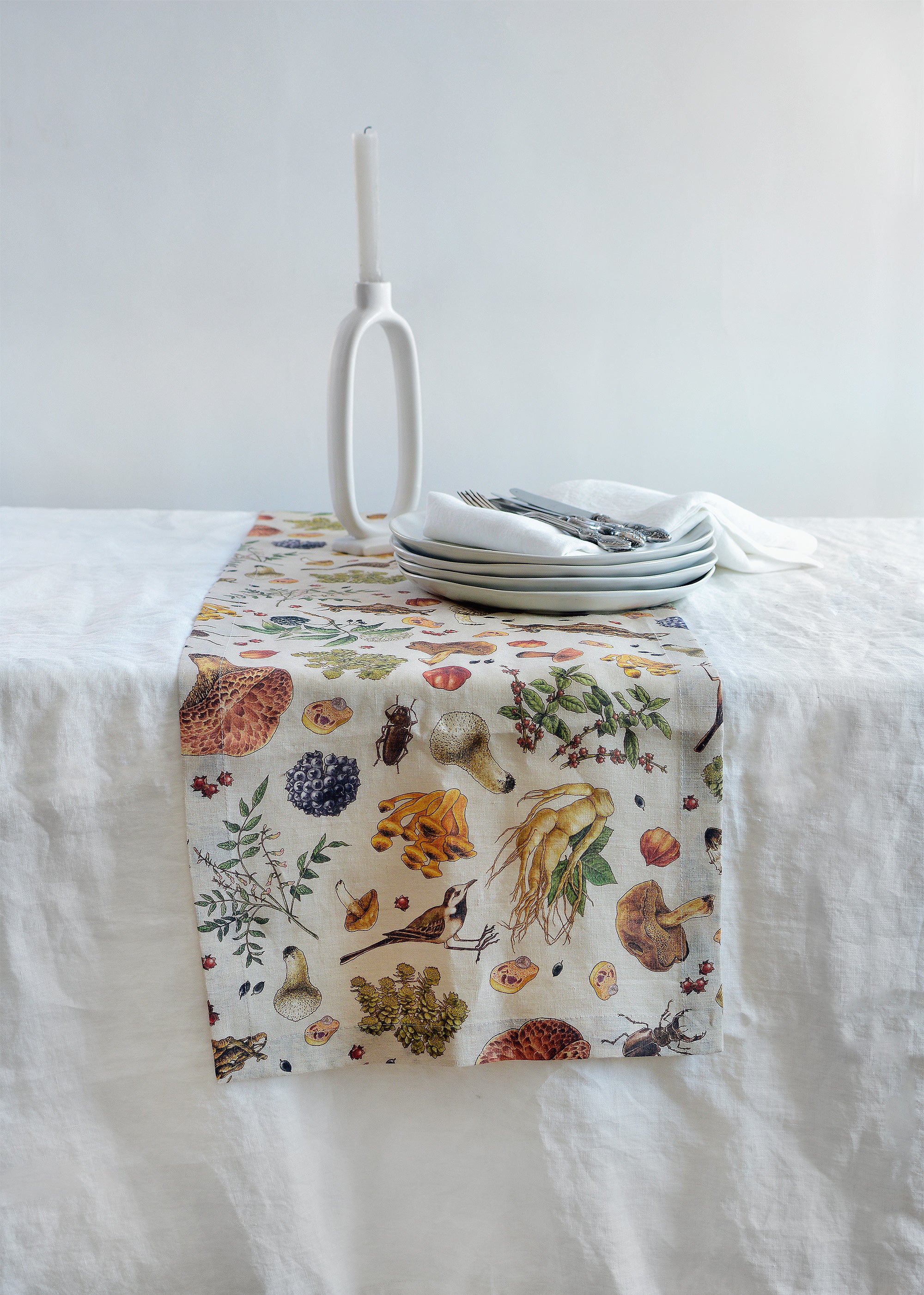Linen Table Runner in Mushroom