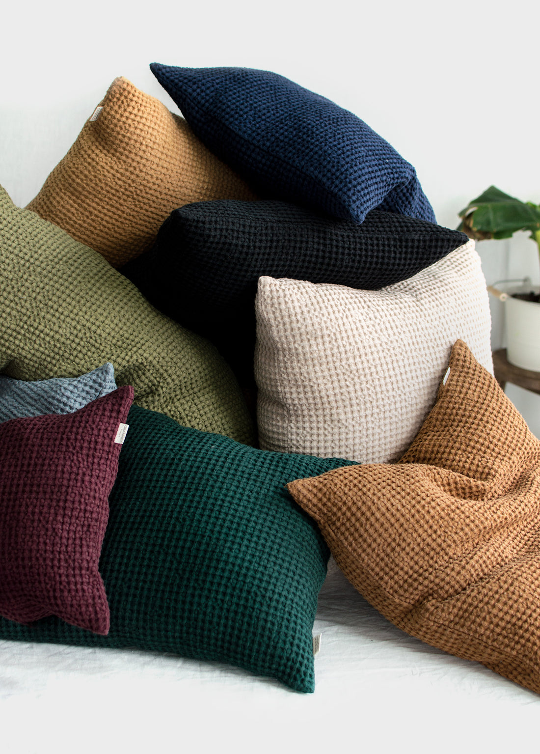Waffle Linen Pillowcase with Zipper