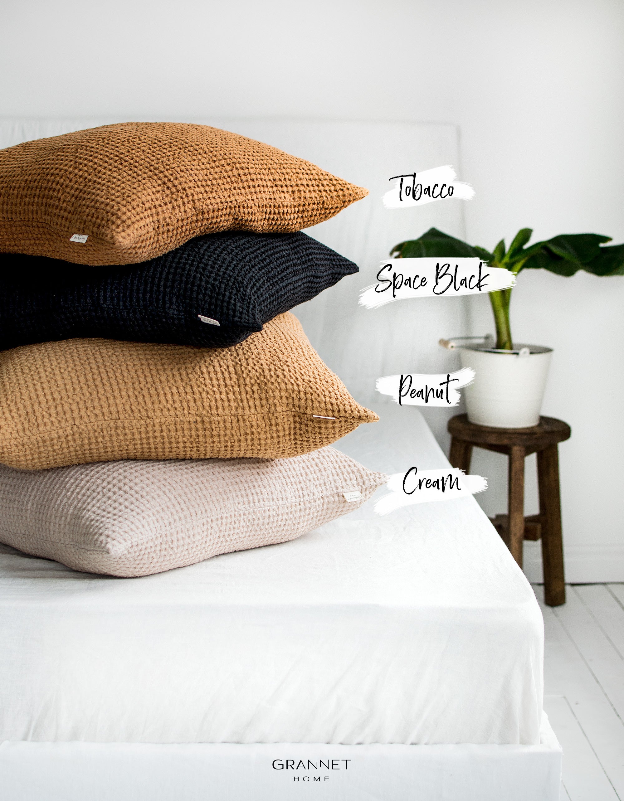 Waffle Linen Pillowcase with Zipper