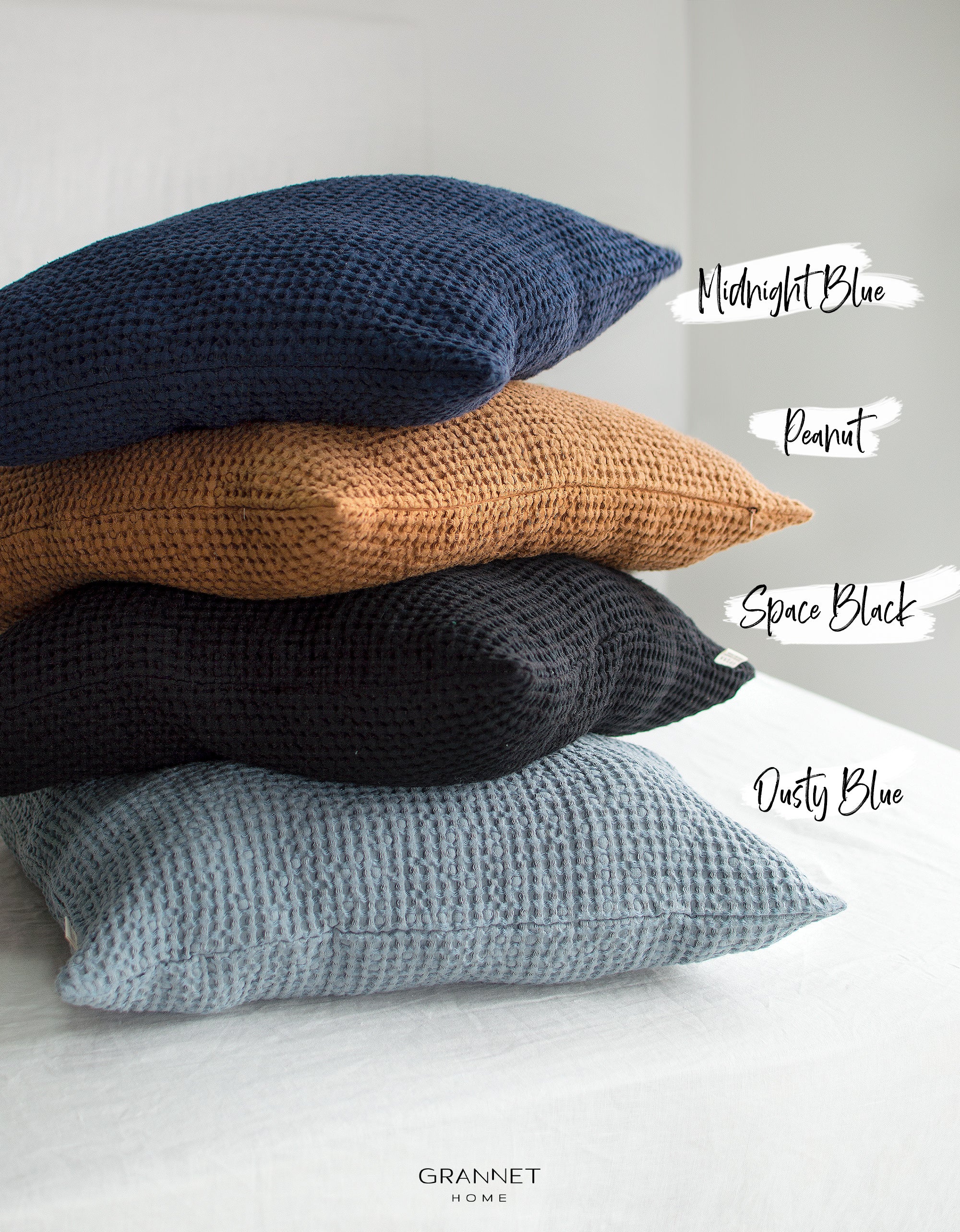 Waffle Linen Pillowcase with Zipper