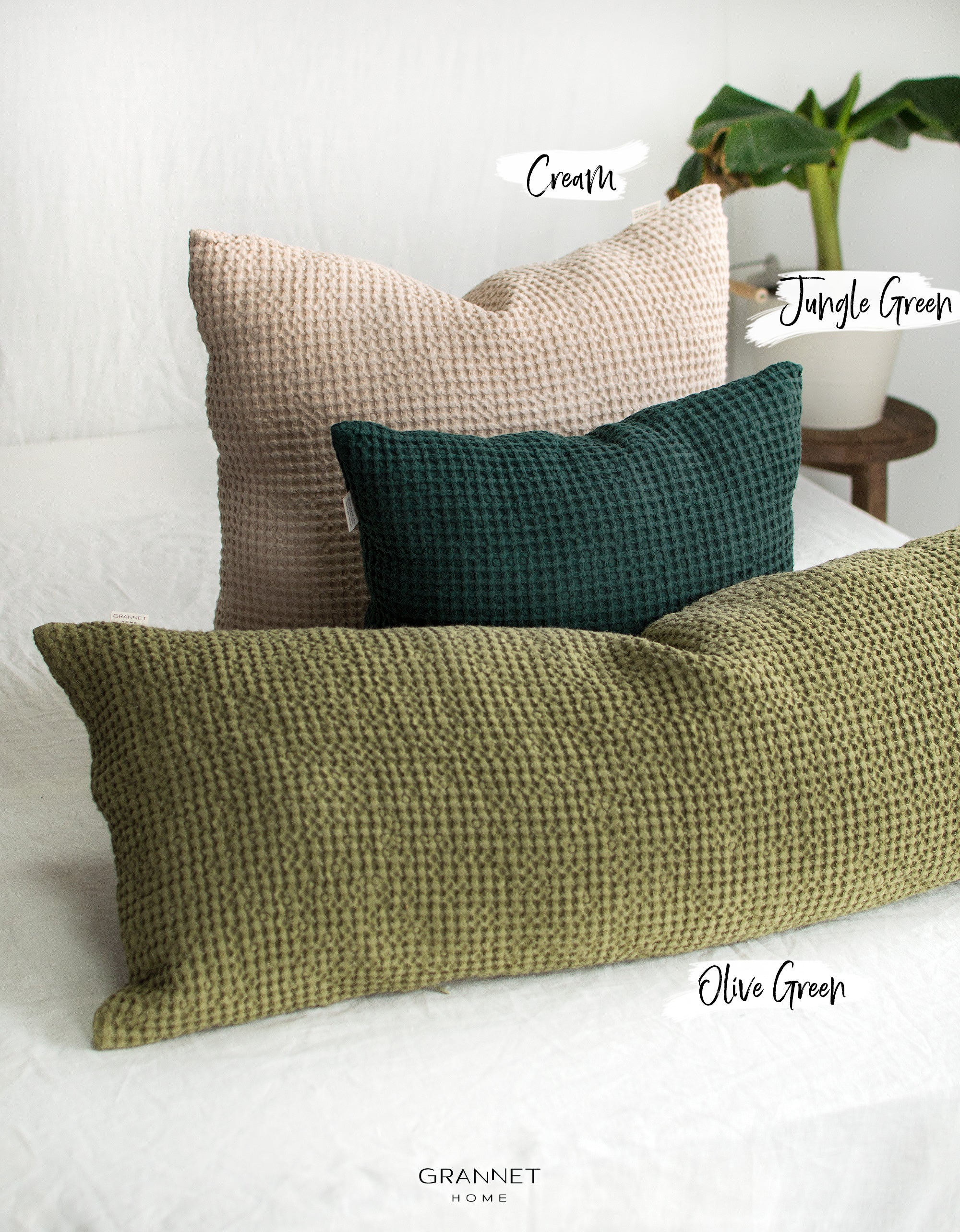 Waffle Linen Pillowcase with Zipper