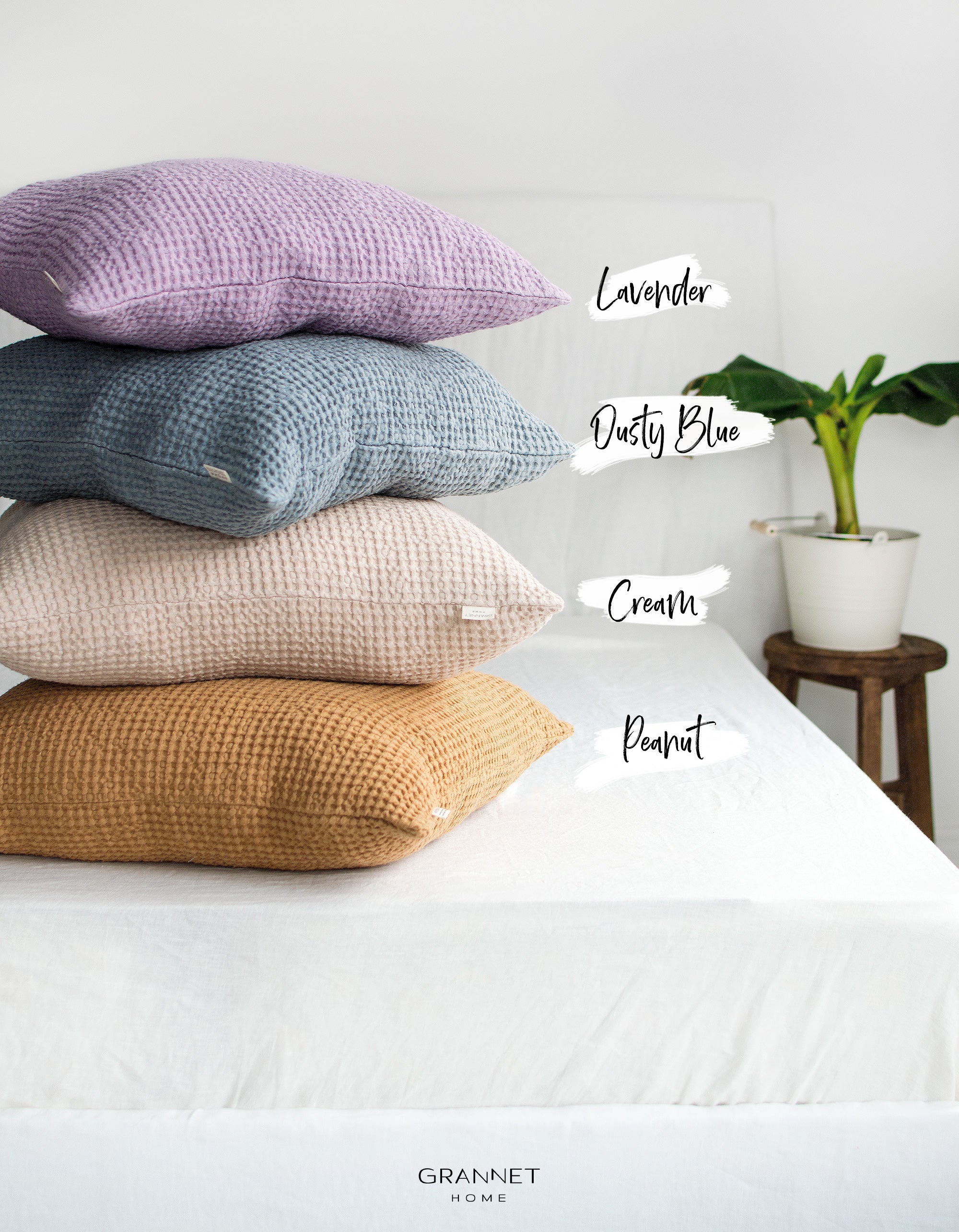 Waffle Linen Pillowcase with Zipper