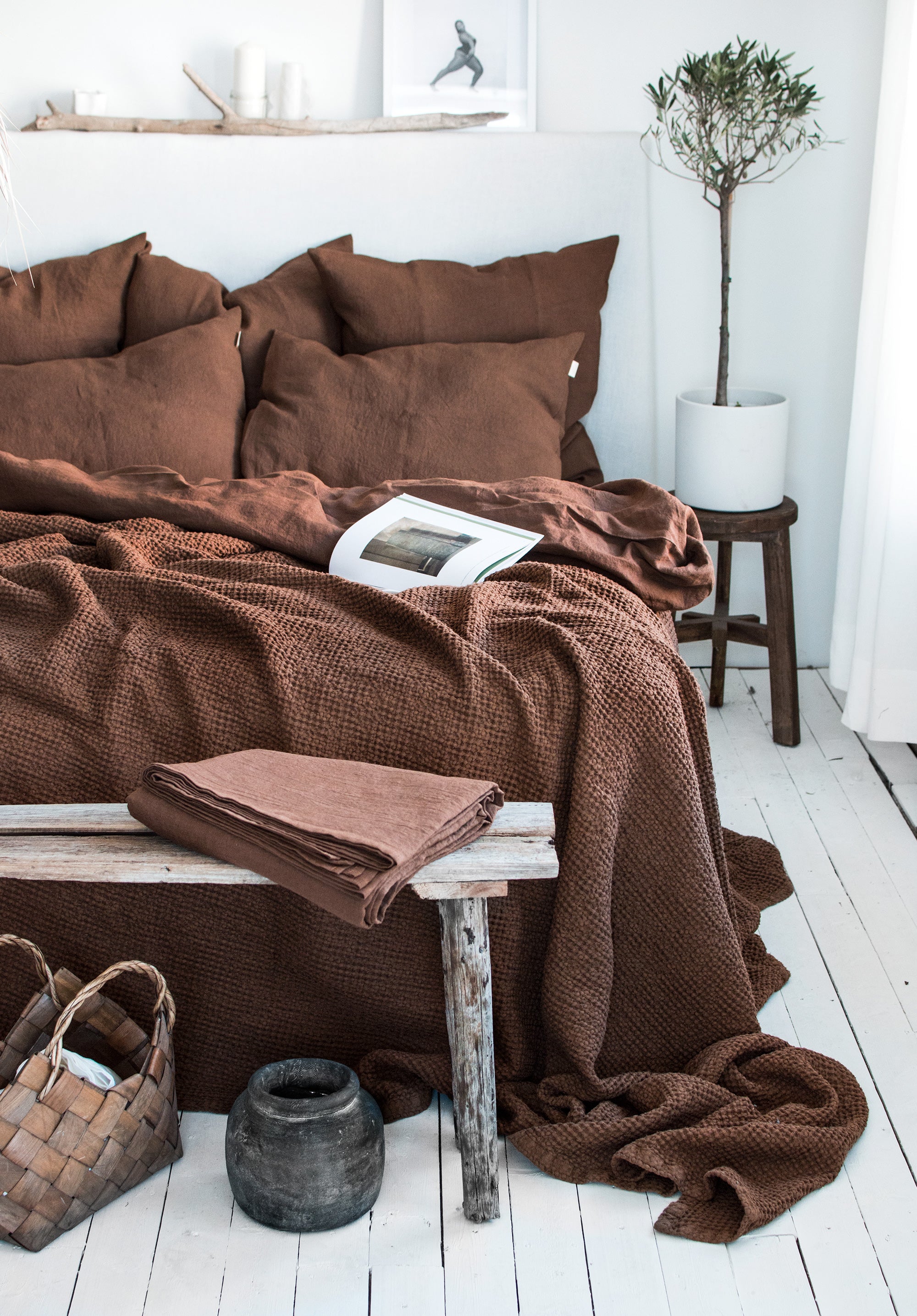 Waffle Blanket in Walnut