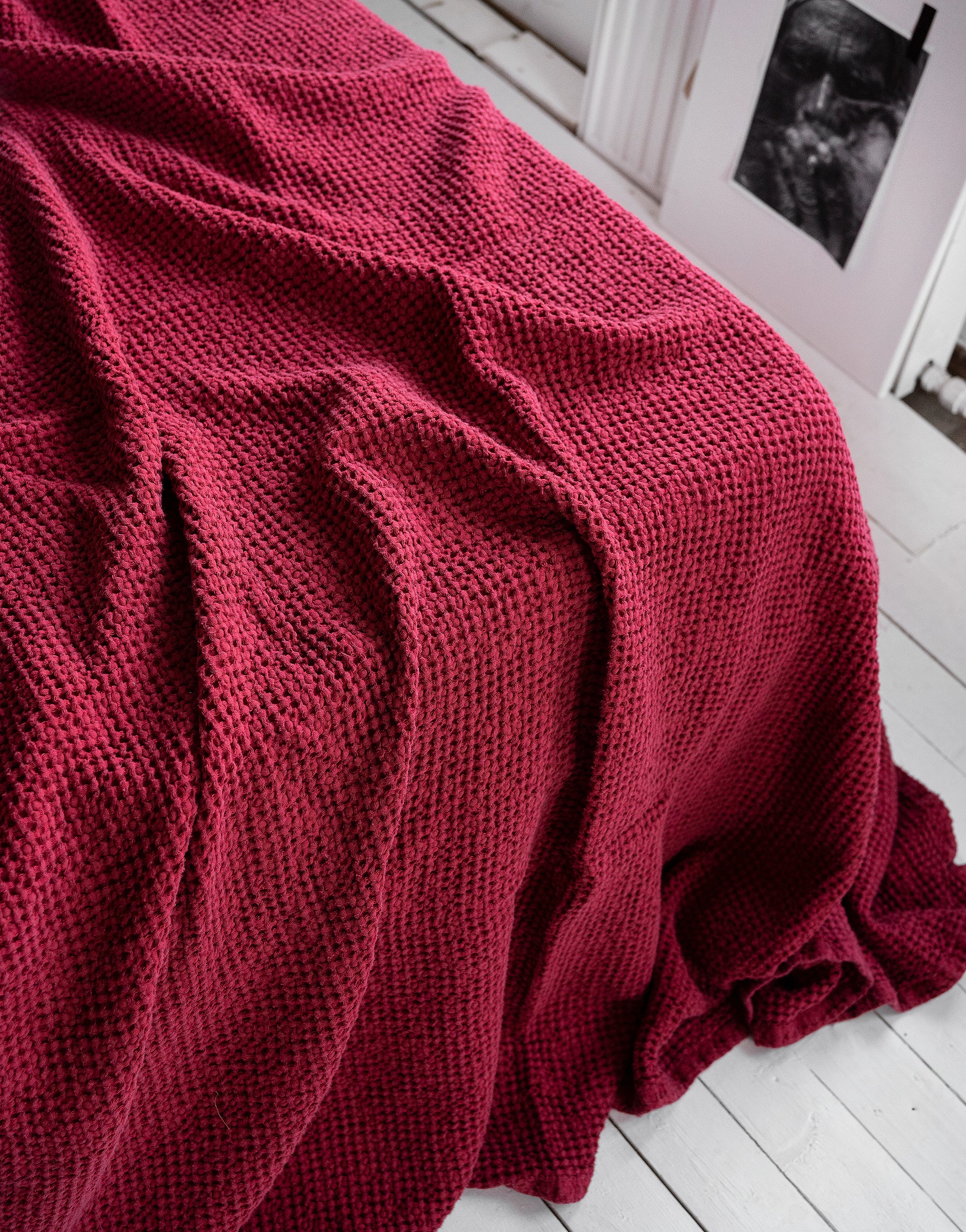 Waffle Blanket in Raspberry