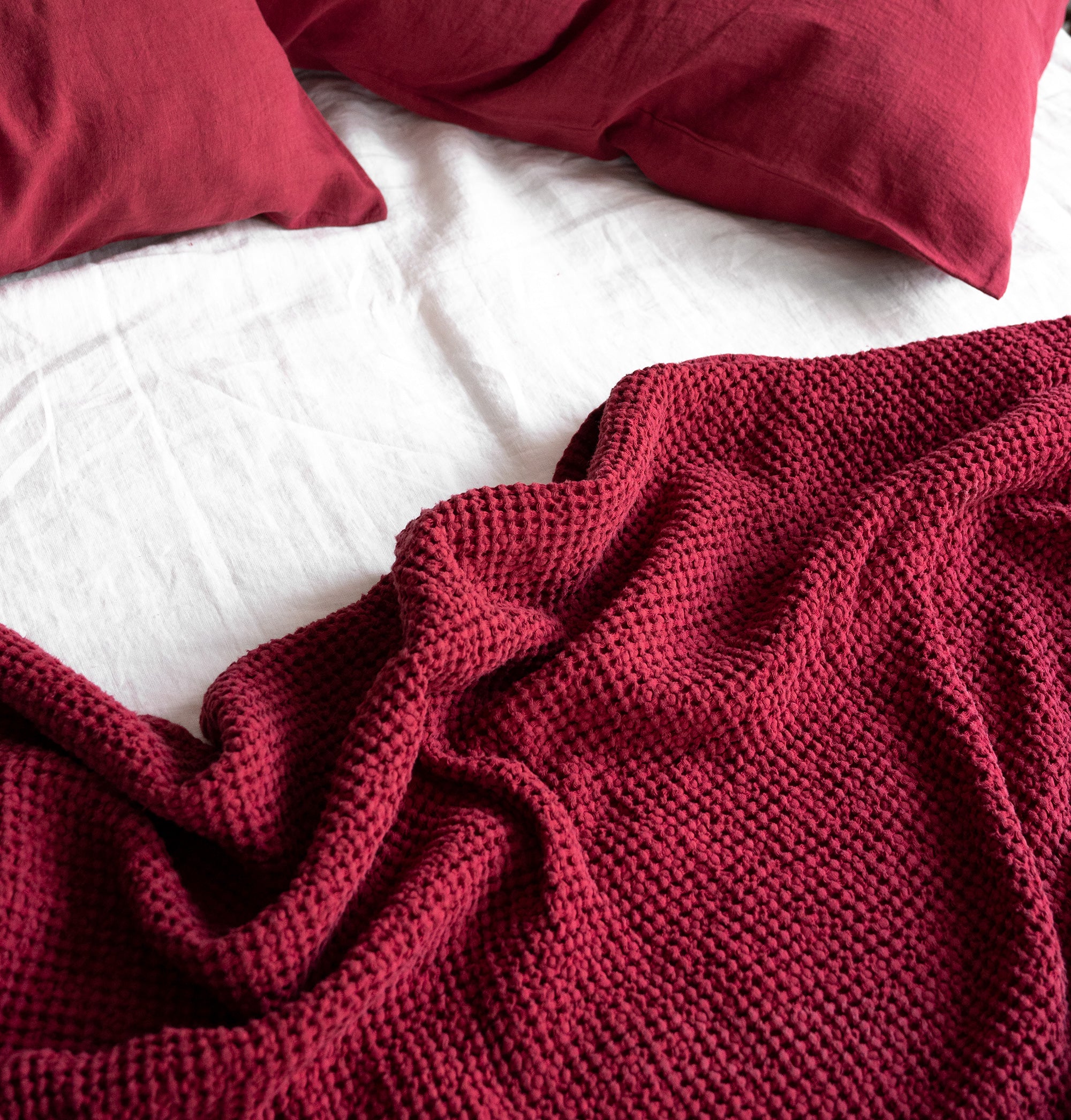 Waffle Blanket in Raspberry