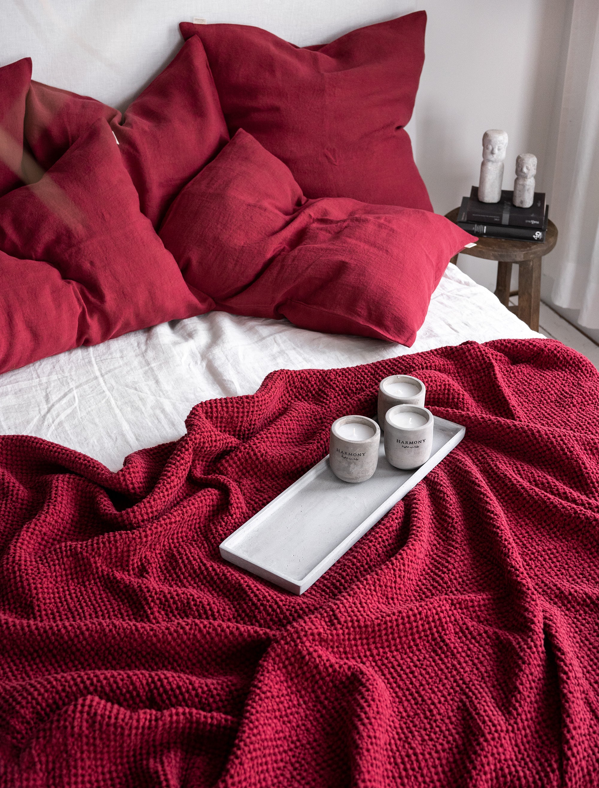 Linen Pillowcase in Raspberry