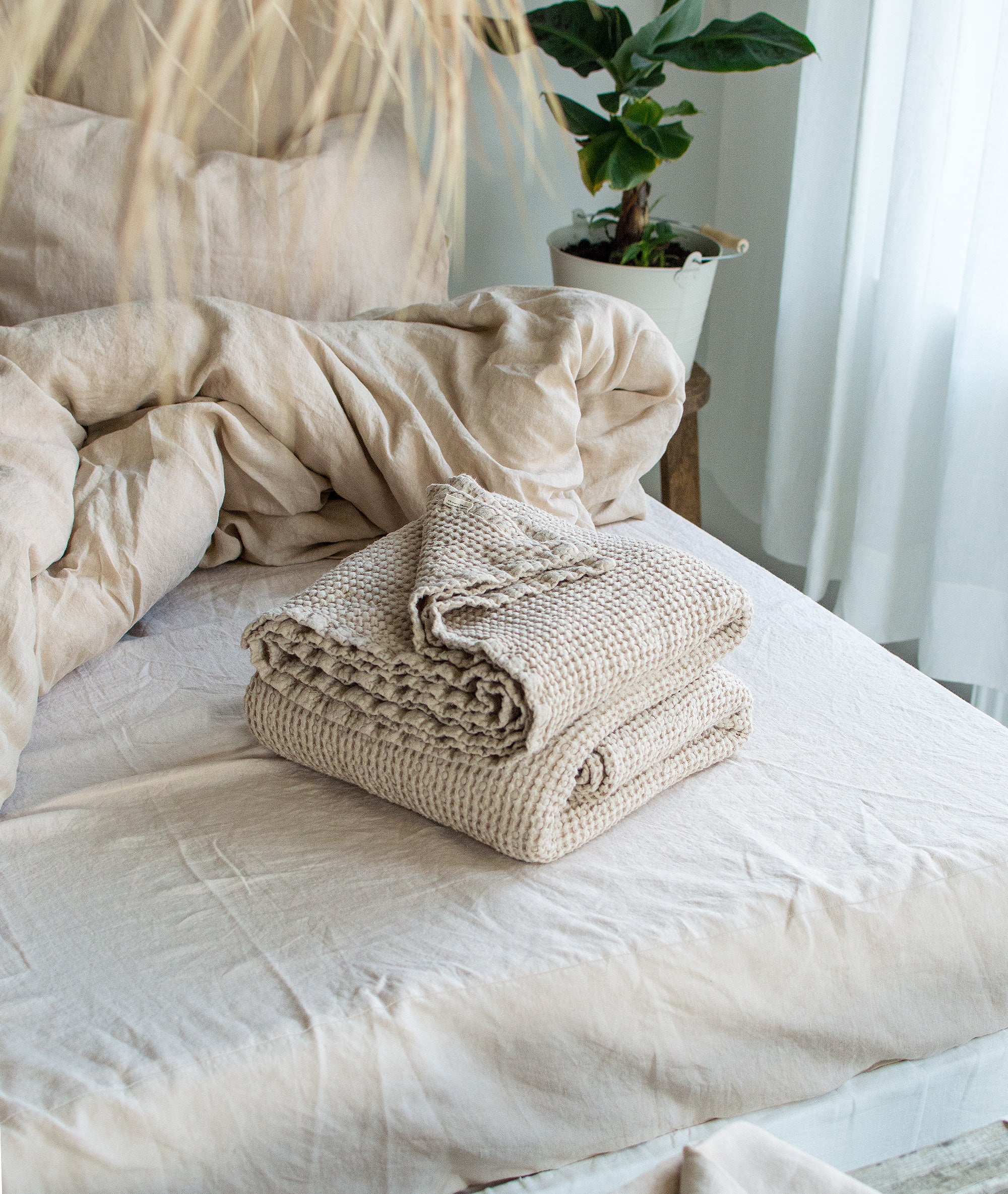 Waffle Blanket in Cream