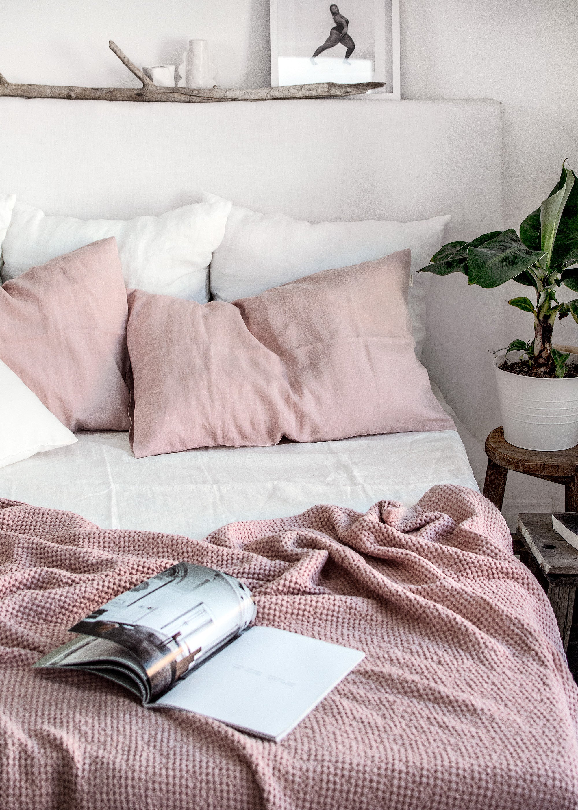 Linen Pillowcase in Dusty Rose