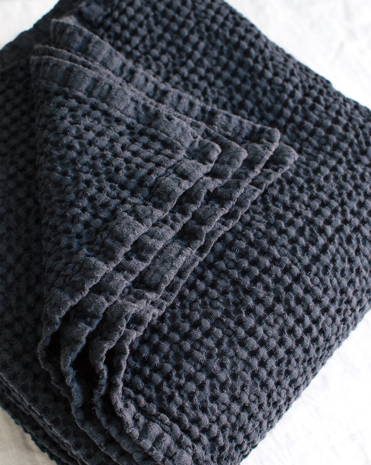 Waffle Blanket in Graphite Blue
