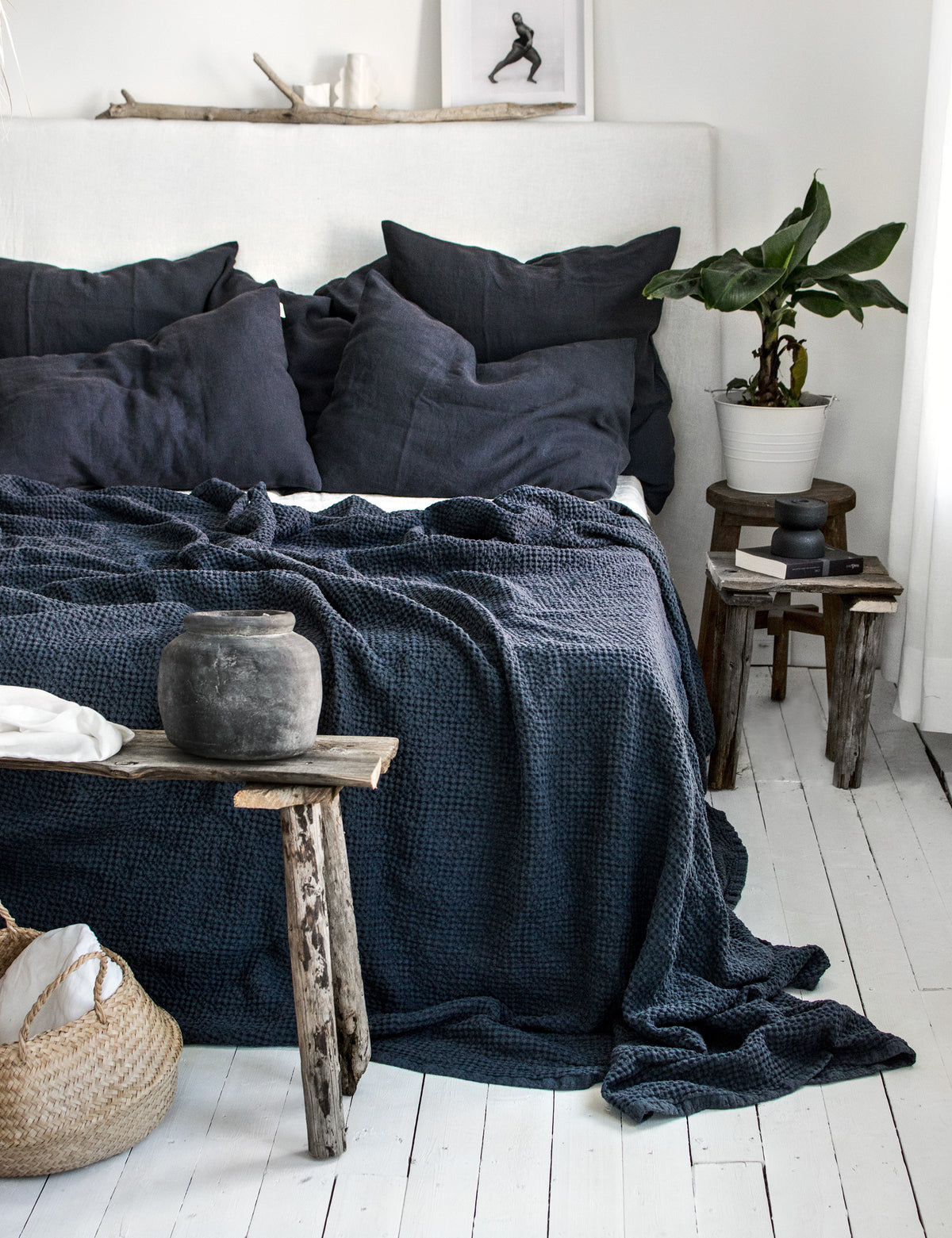 Waffle Blanket in Graphite Blue